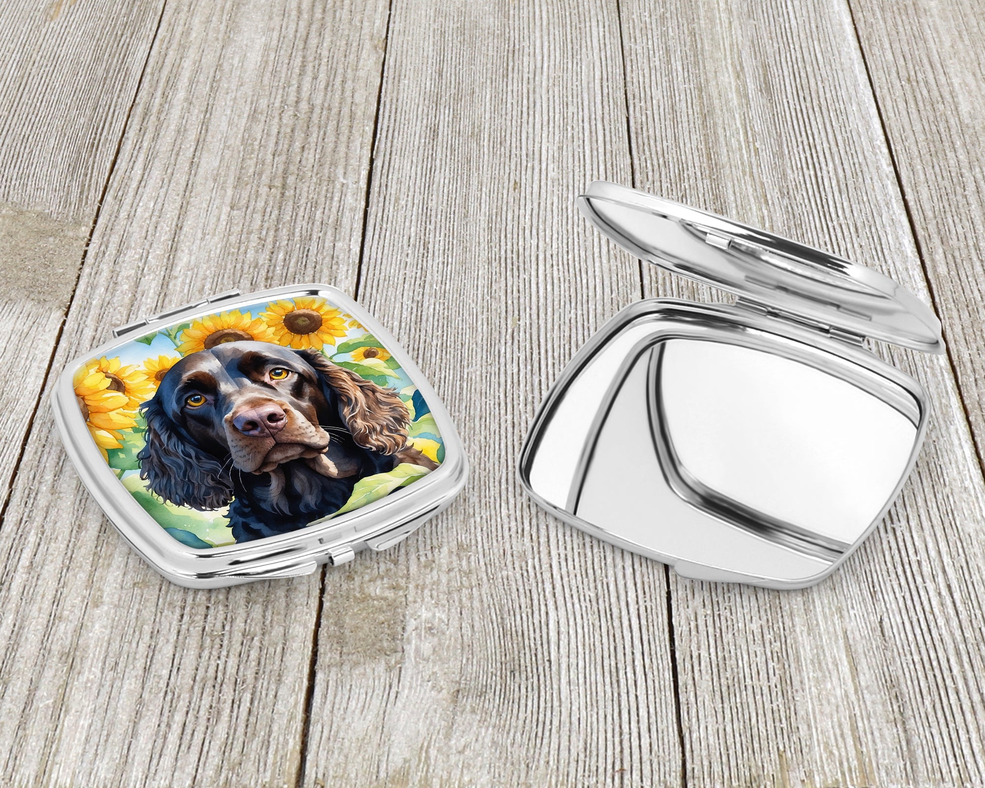 American Water Spaniel in Sunflowers Compact Mirror