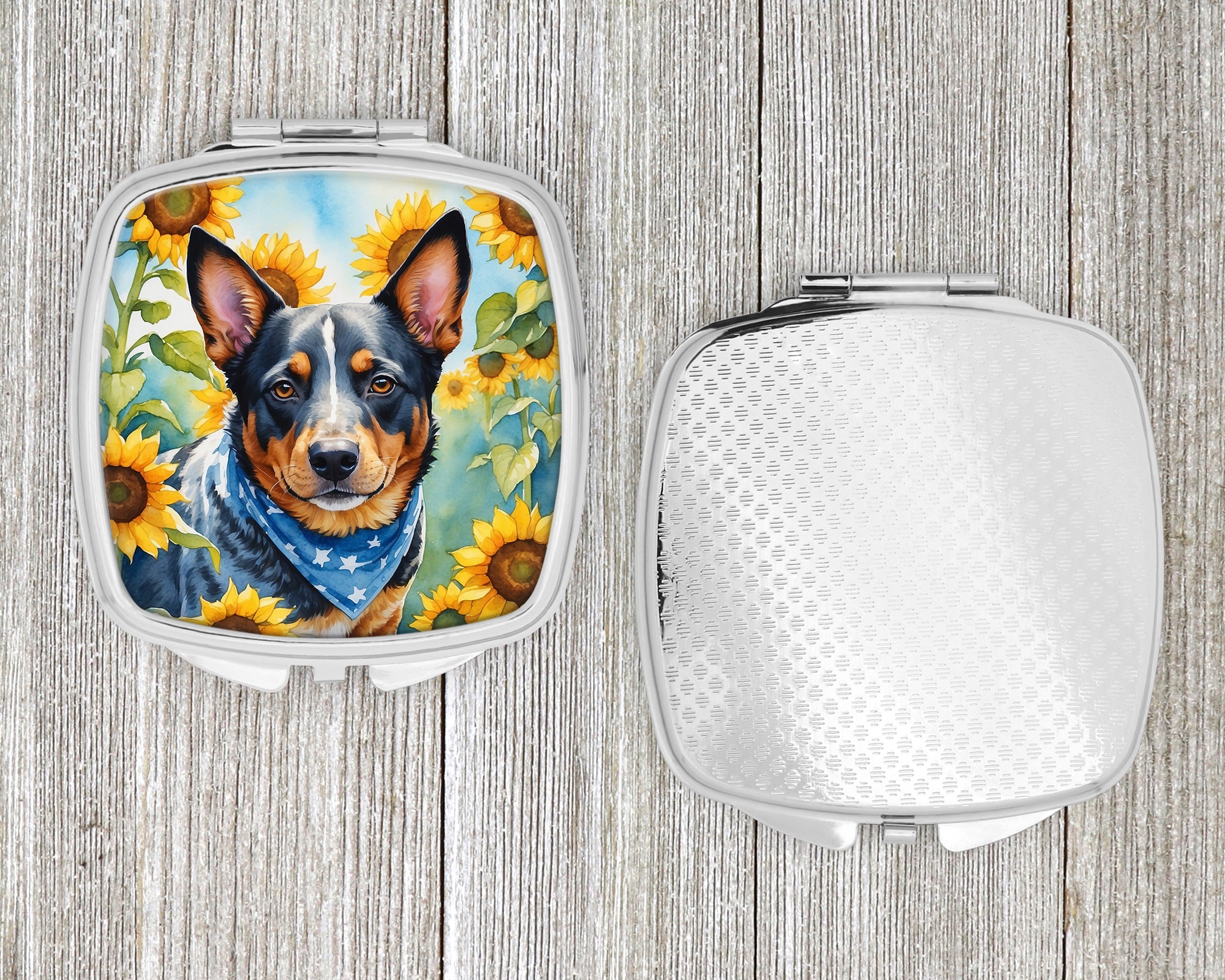 Australian Cattle Dog in Sunflowers Compact Mirror