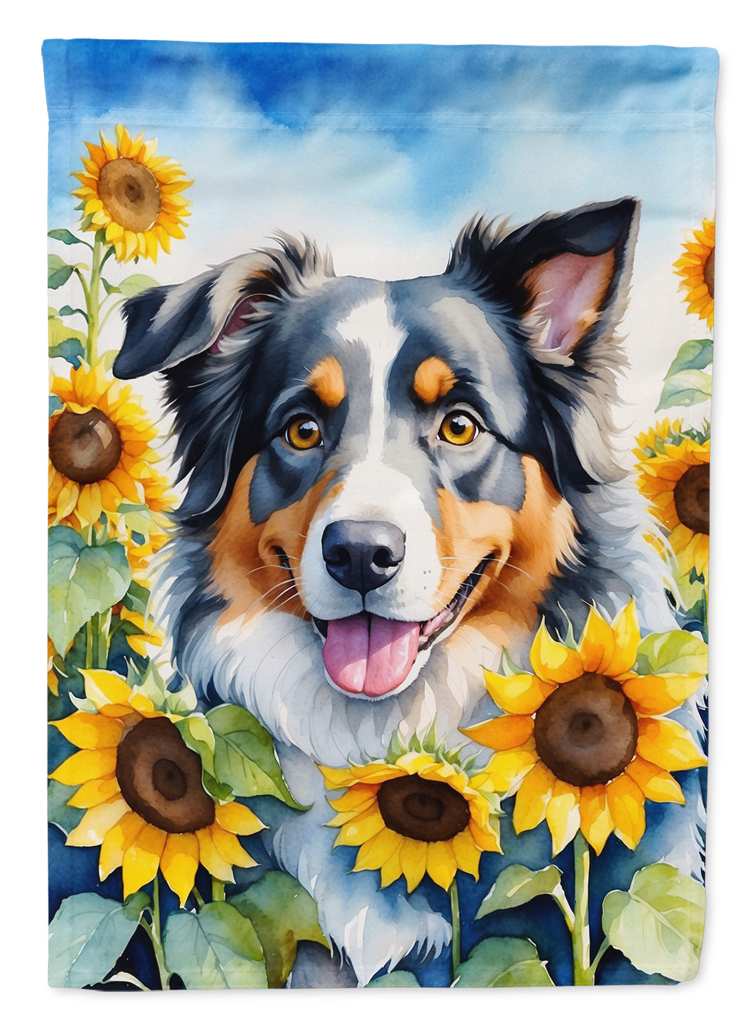 Caroline's Treasures Australian Shepherd in Sunflowers Garden Flag Mailbox Decorative Yard Banner Outside Patio Artwork for Flower Beds, Garden Size, Multicolor
