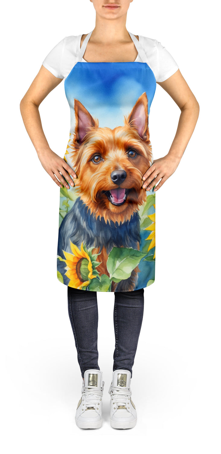 Caroline's Treasures Australian Terrier in Sunflowers Apron – Artist-Designed Kitchen, BBQ & Craft Apron