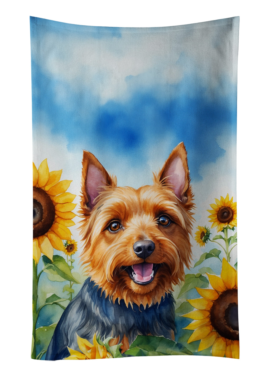 Buy this Australian Terrier in Sunflowers Kitchen Towel