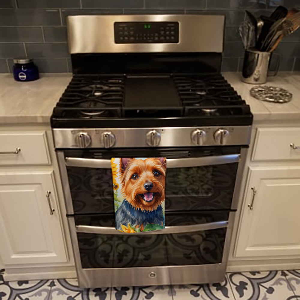 Australian Terrier in Sunflowers Kitchen Towel