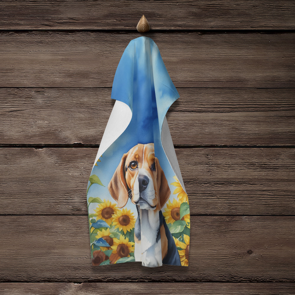 Beagle in Sunflowers Kitchen Towel