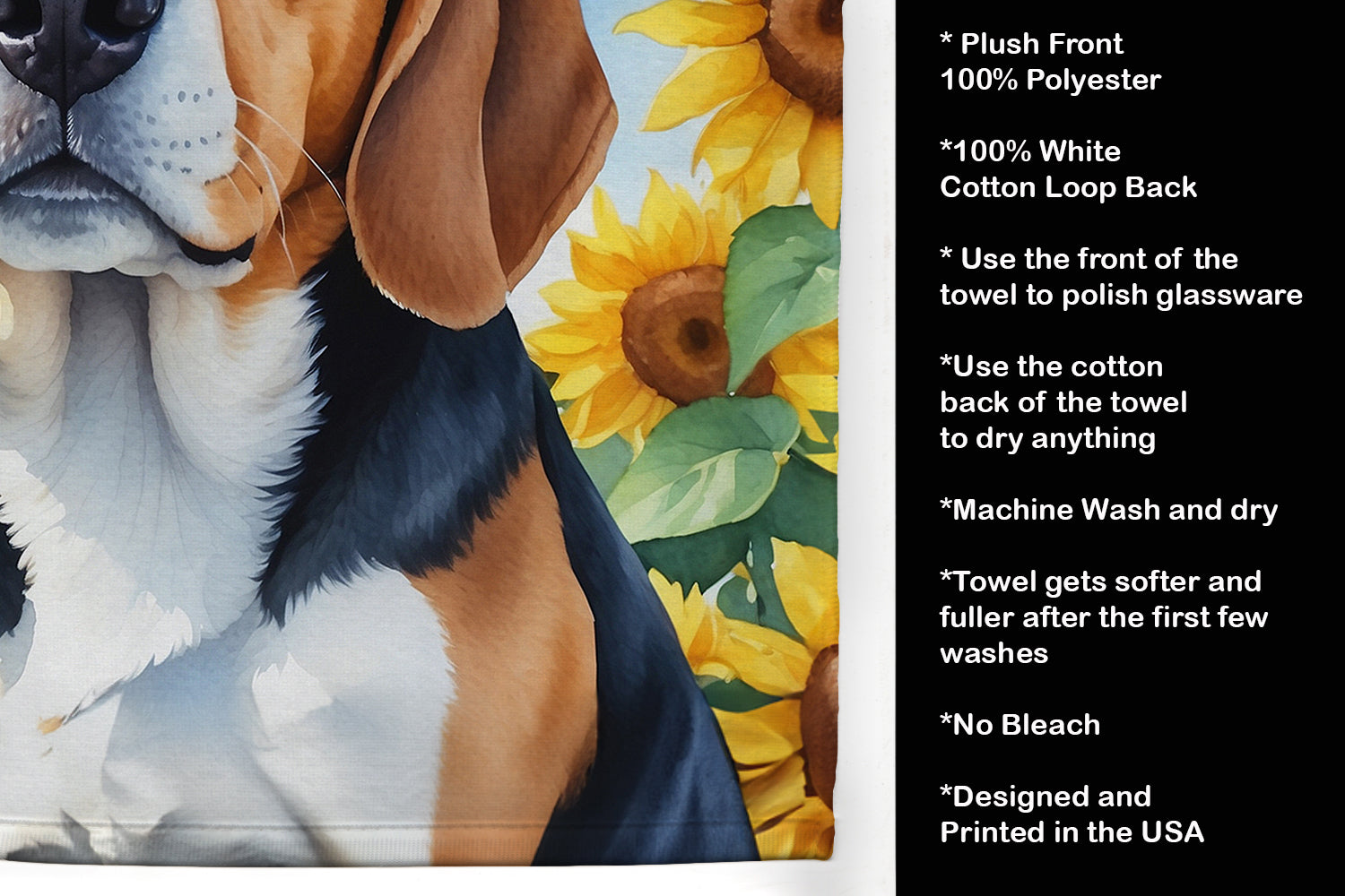 Beagle in Sunflowers Kitchen Towel