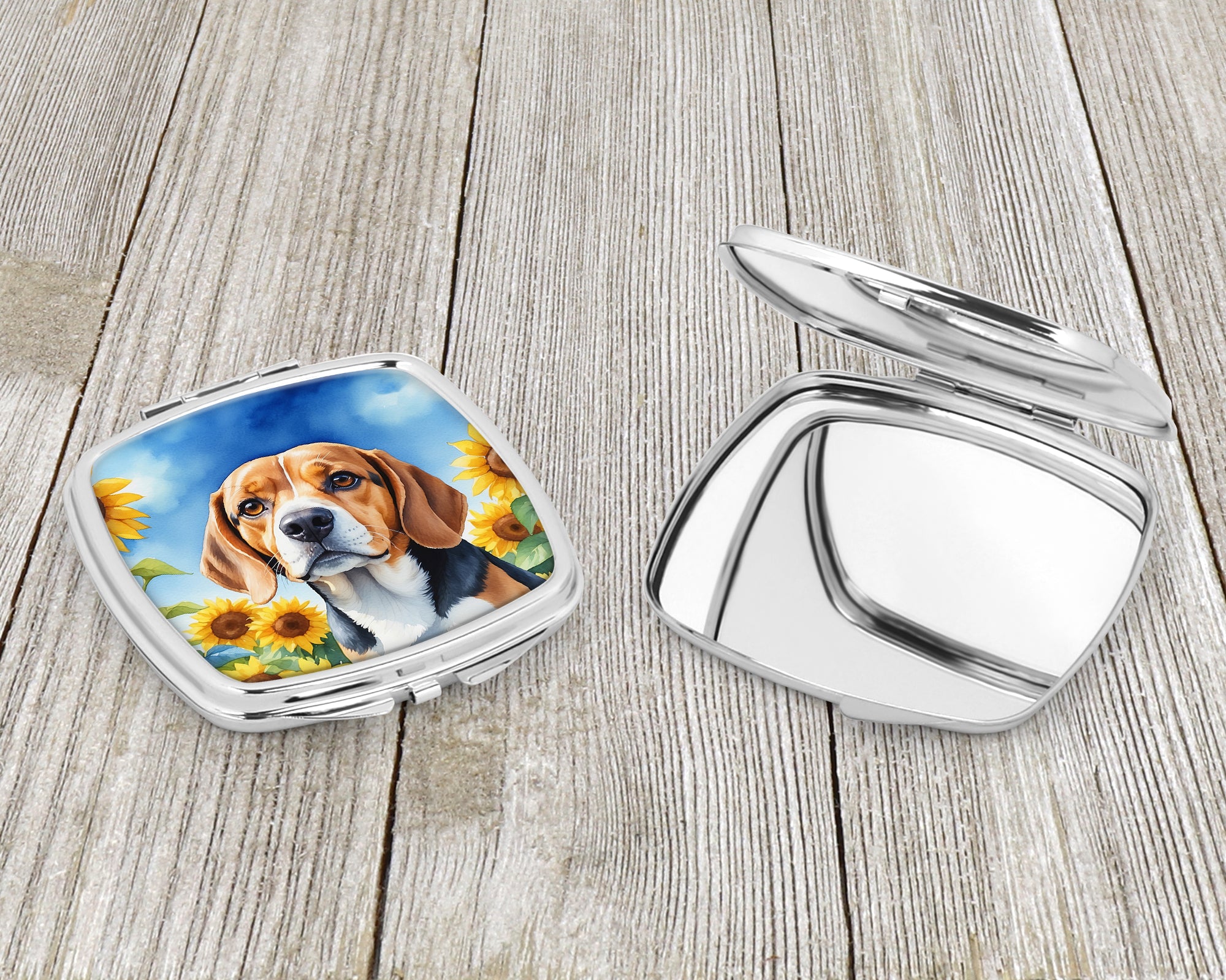 Beagle in Sunflowers Compact Mirror