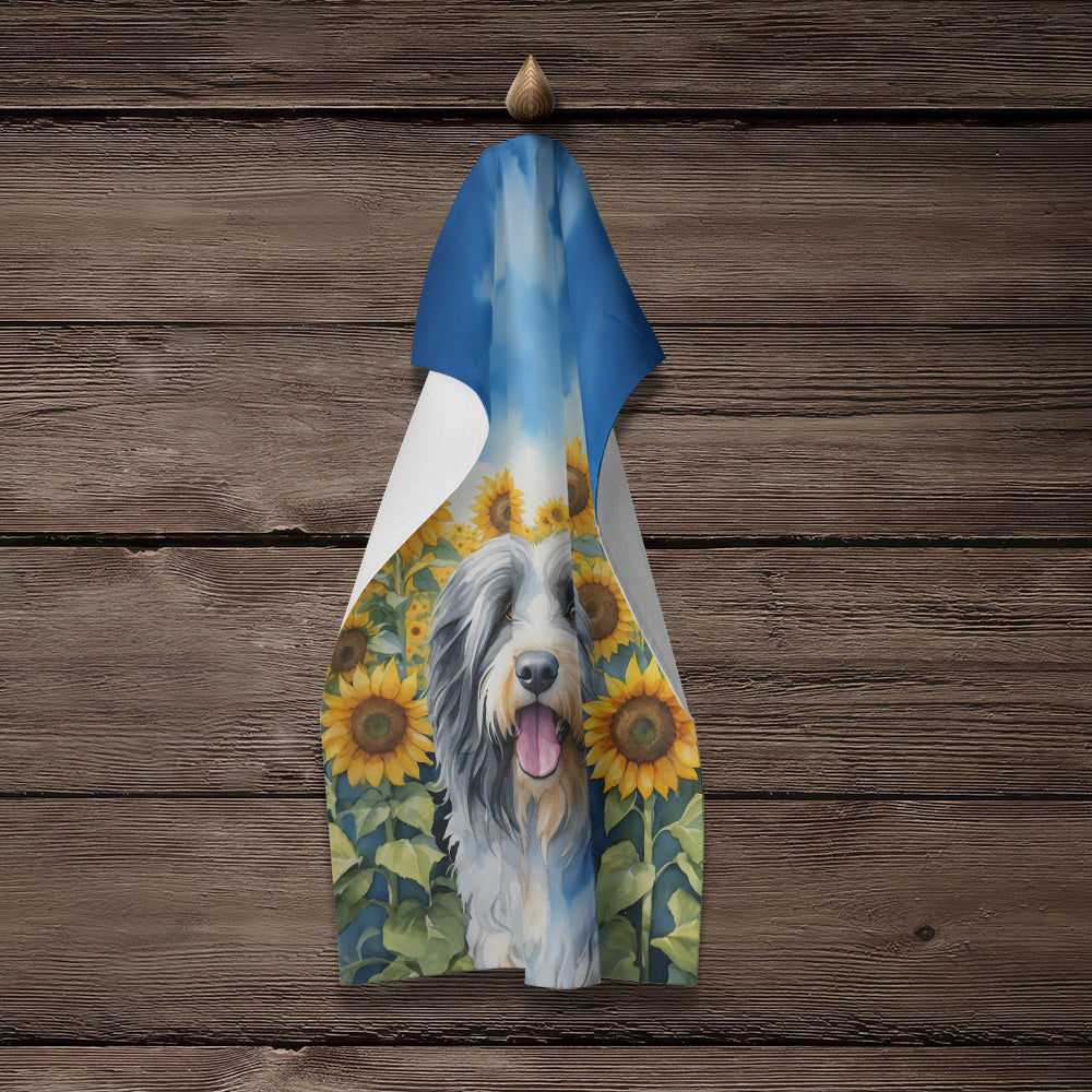 Bearded Collie in Sunflowers Kitchen Towel