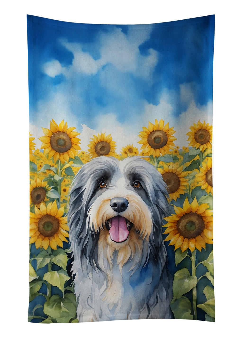 Buy this Bearded Collie in Sunflowers Kitchen Towel
