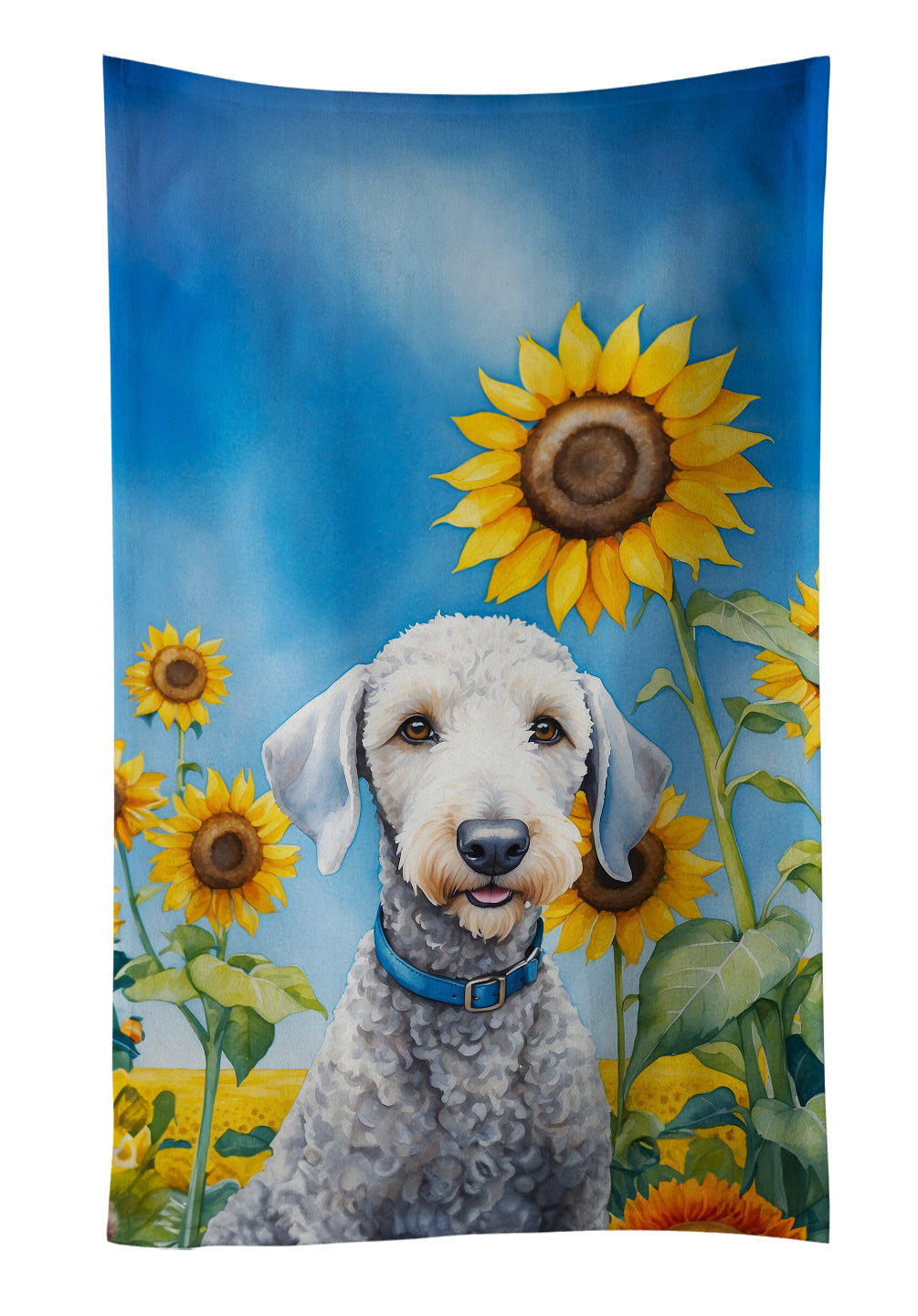 Buy this Bedlington Terrier in Sunflowers Kitchen Towel