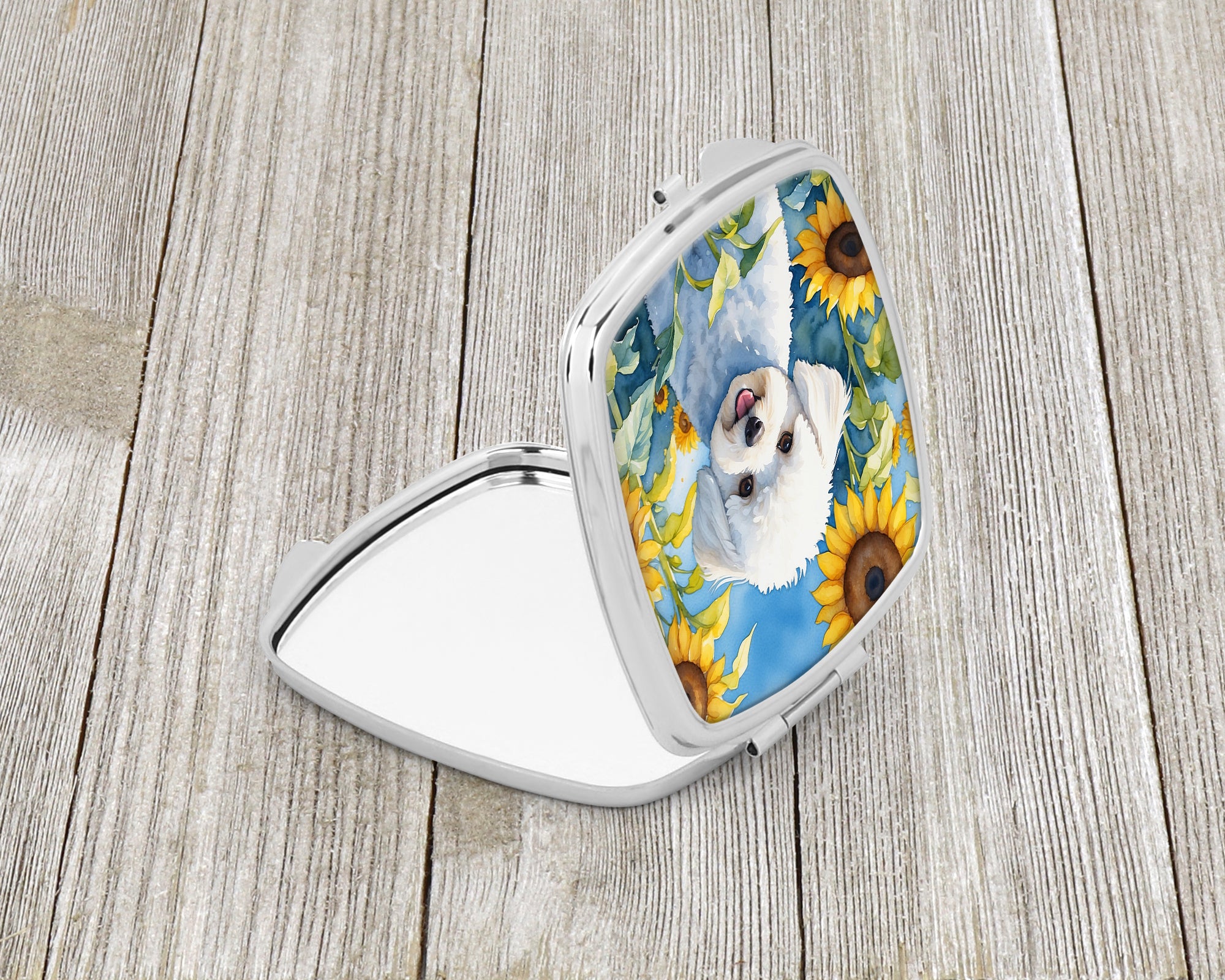 Bichon Frise in Sunflowers Compact Mirror