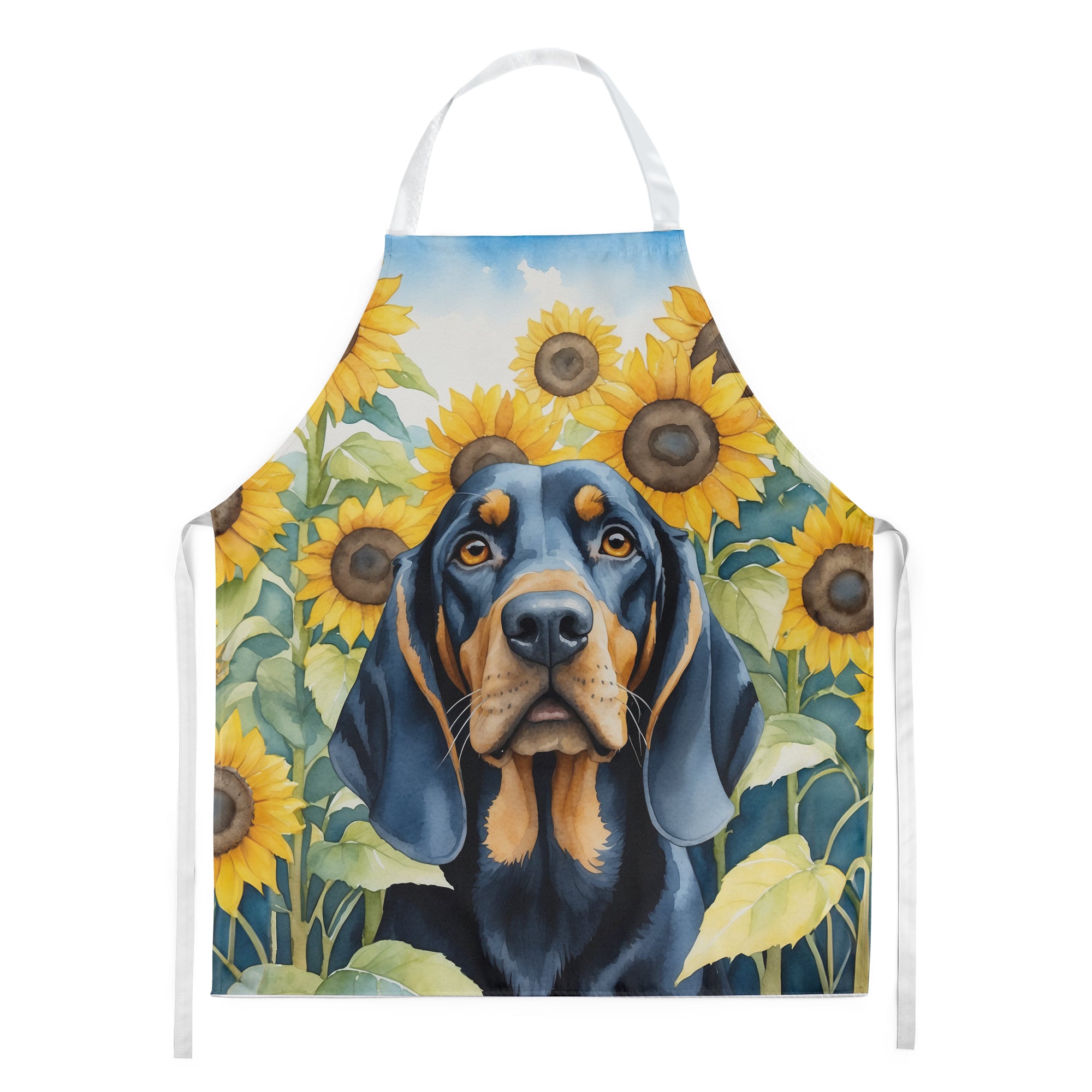 Buy this Black and Tan Coonhound in Sunflowers Apron