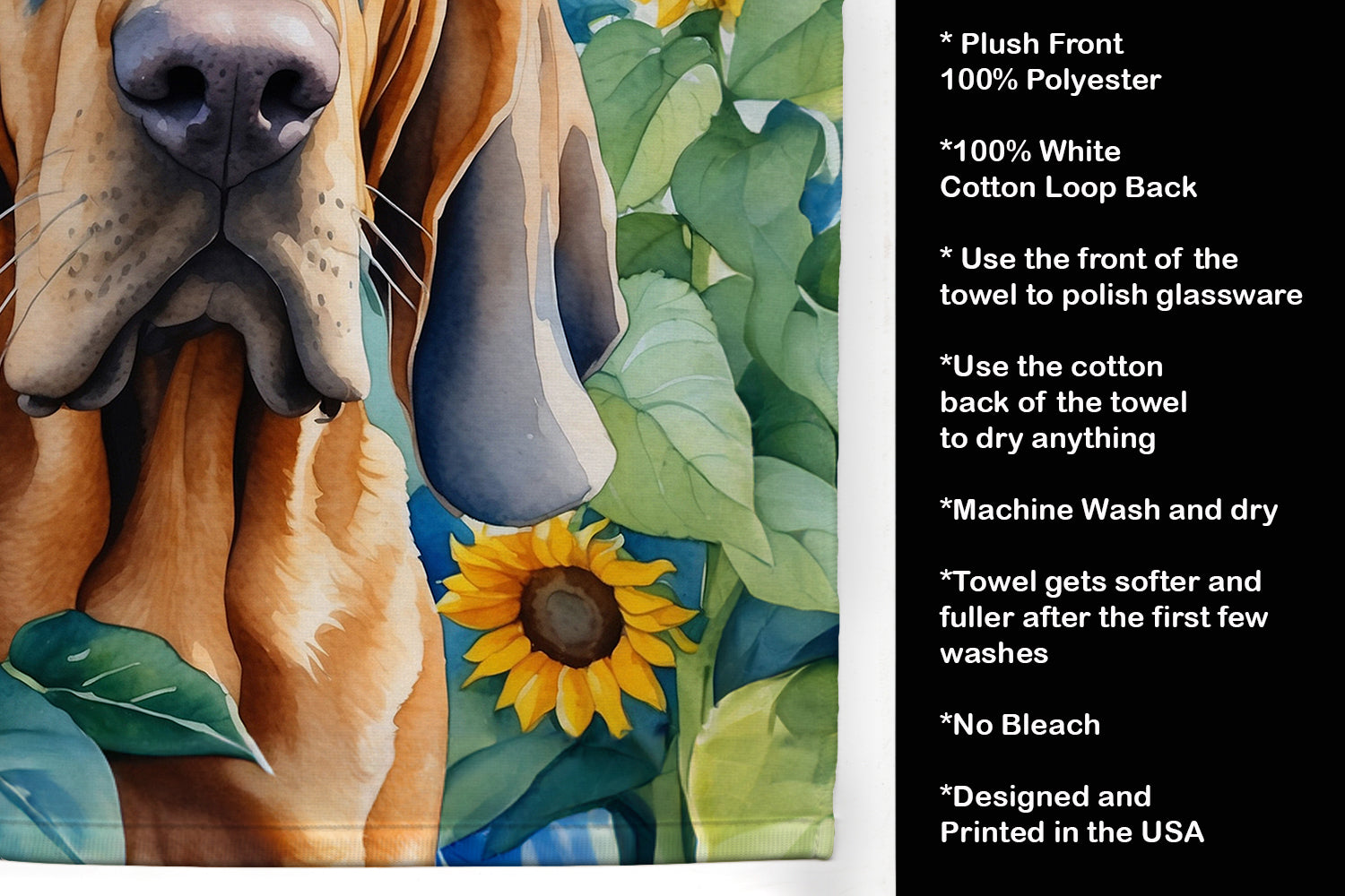 Bloodhound in Sunflowers Kitchen Towel