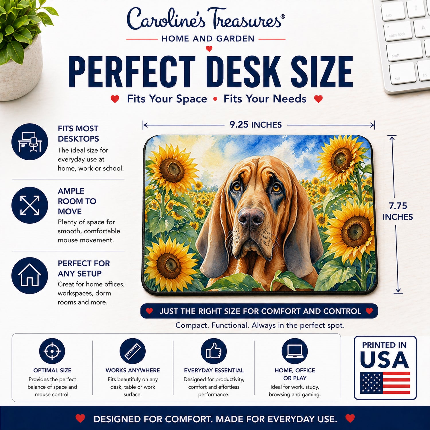 Buy this Bloodhound in Sunflowers Mouse Pad, Heat Resistant Trivet Hot Pad