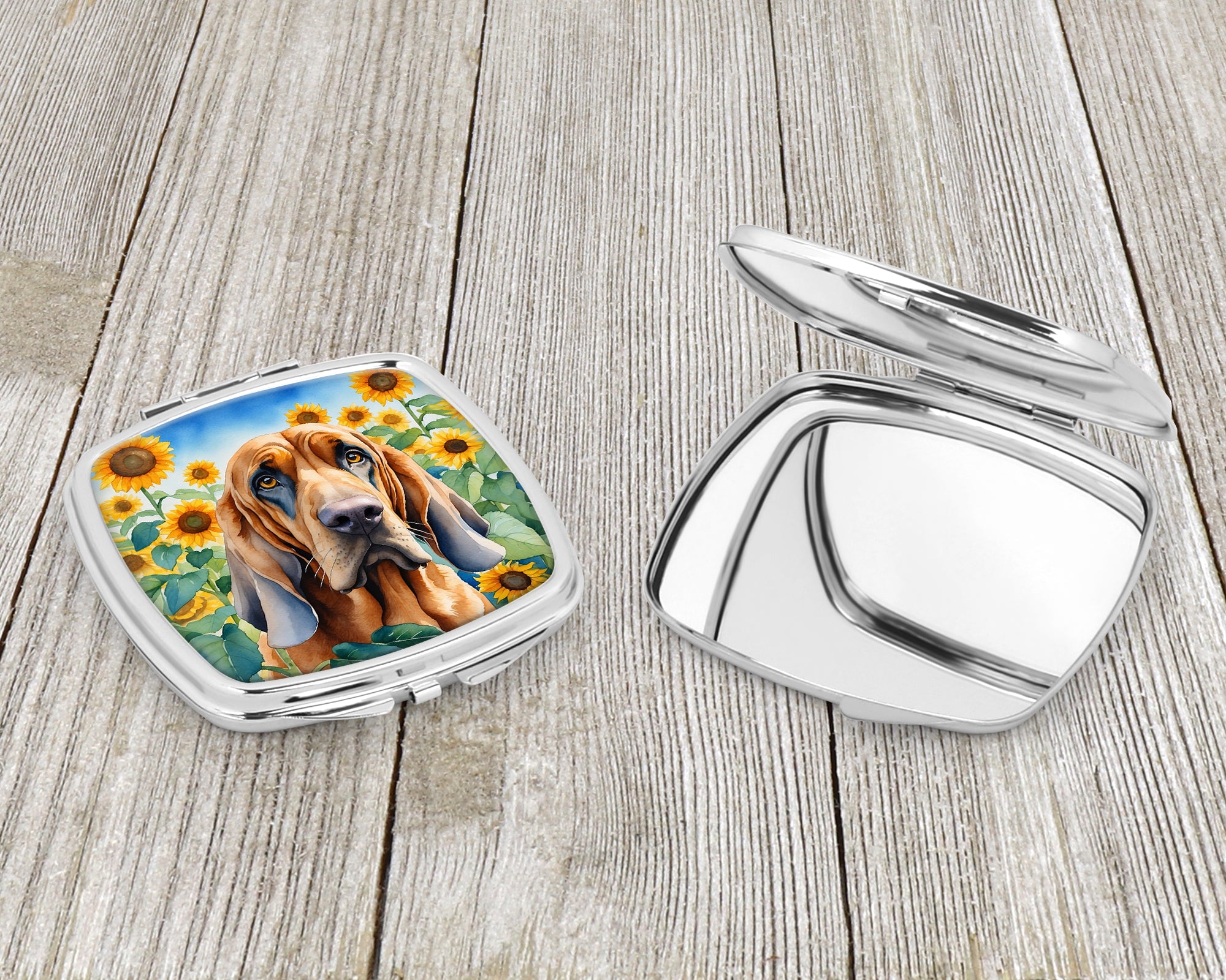 Bloodhound in Sunflowers Compact Mirror