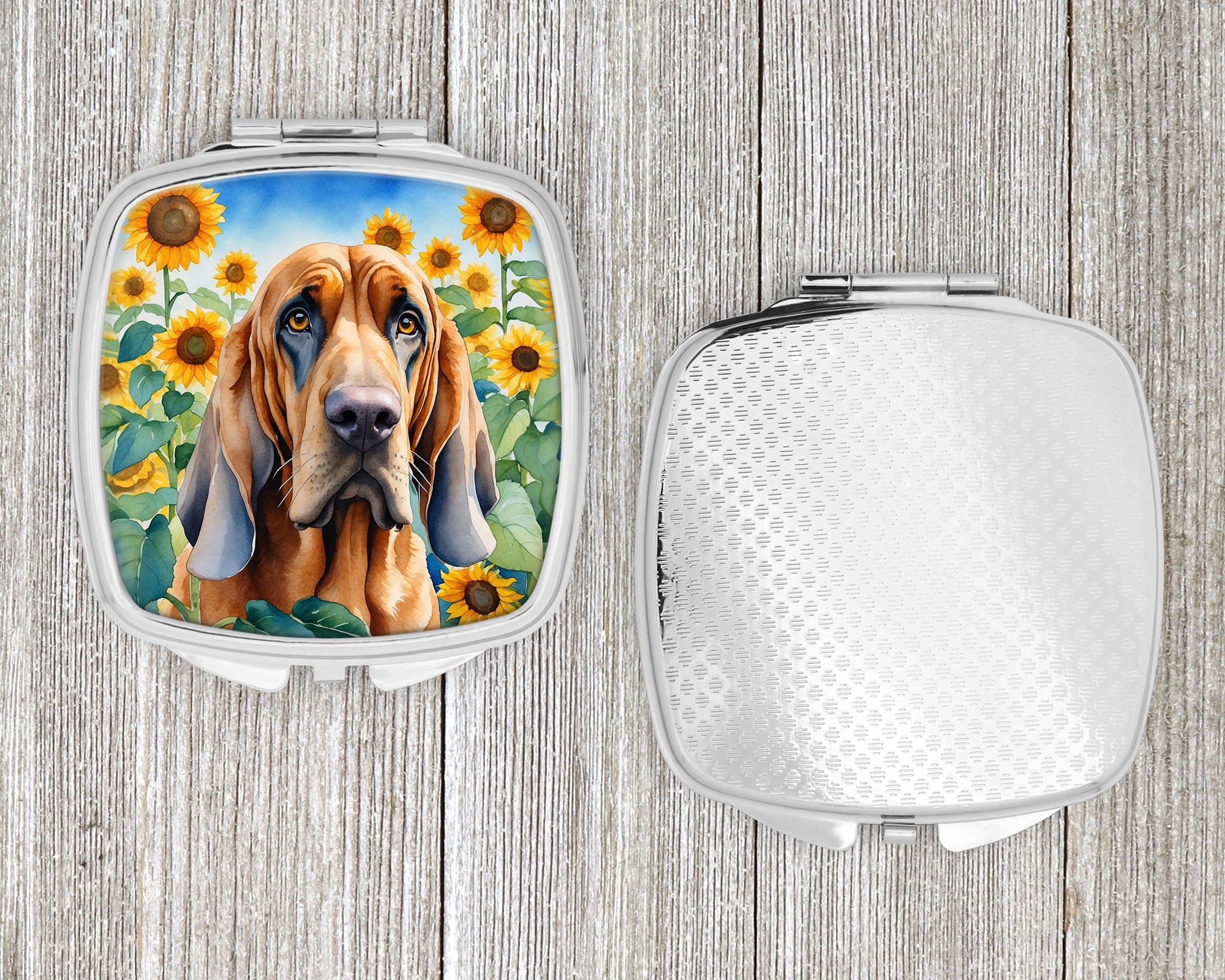 Bloodhound in Sunflowers Compact Mirror