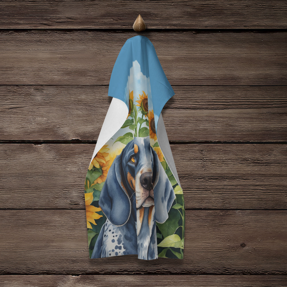 Bluetick Coonhound in Sunflowers Kitchen Towel