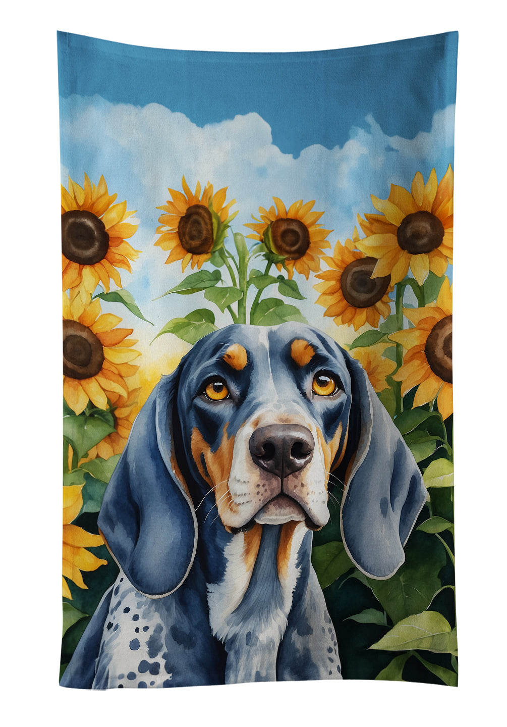 Buy this Bluetick Coonhound in Sunflowers Kitchen Towel