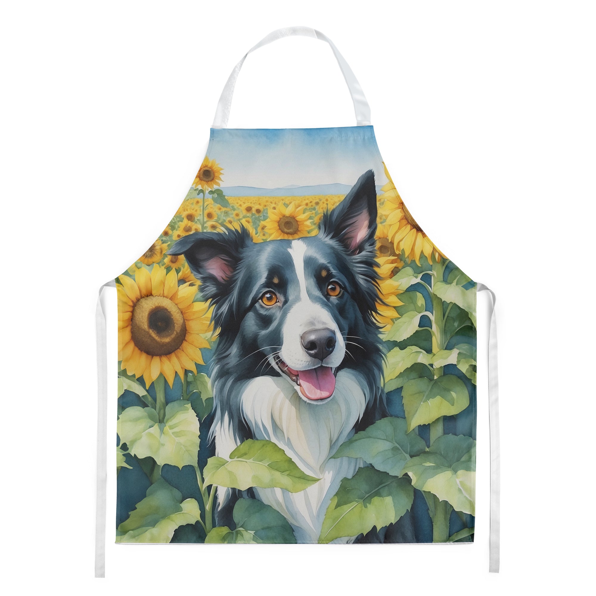 Buy this Border Collie in Sunflowers Apron