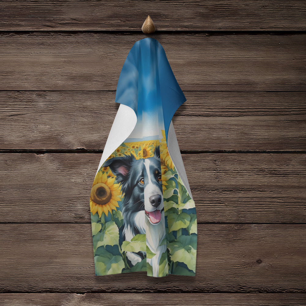 Border Collie in Sunflowers Kitchen Towel