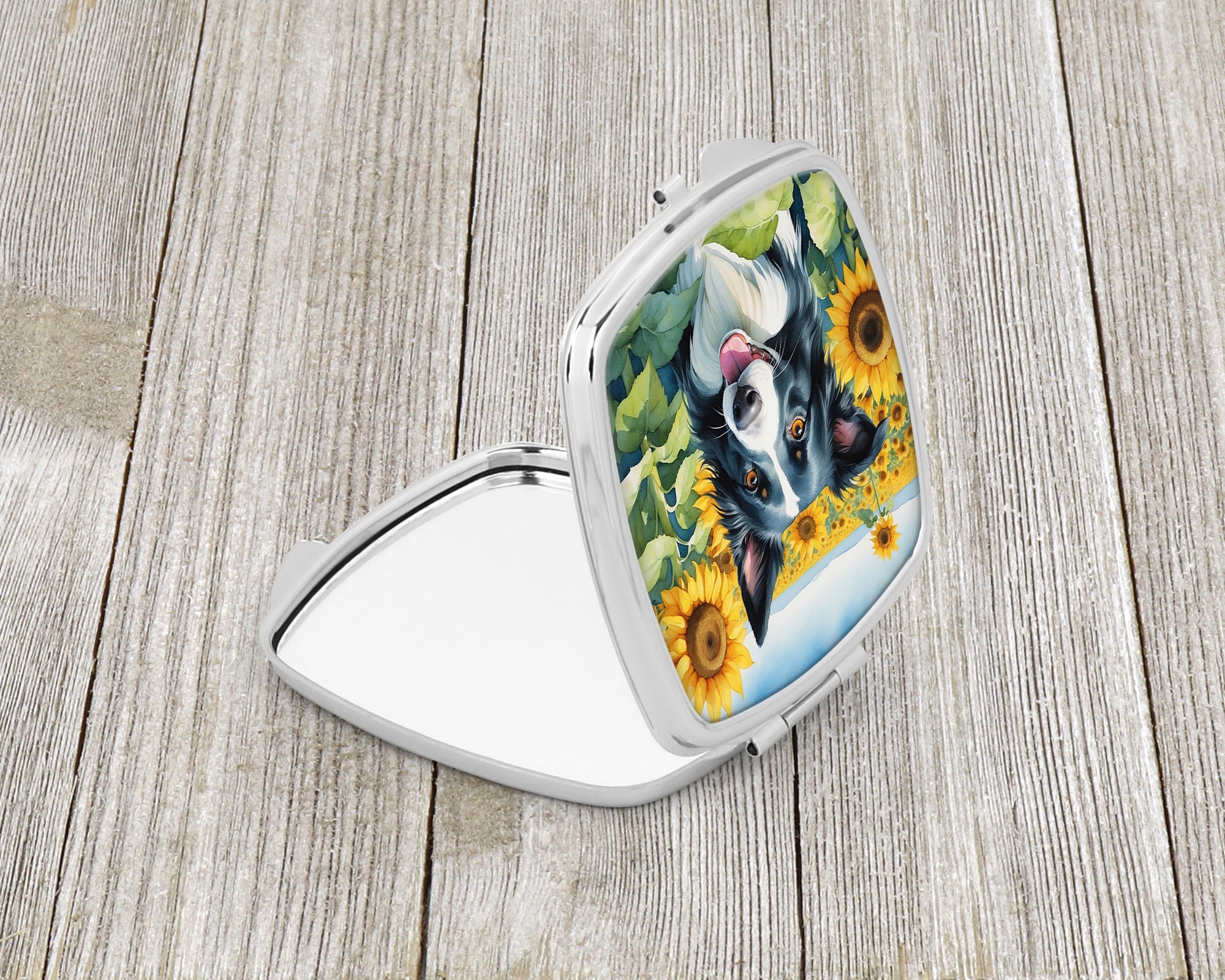 Border Collie in Sunflowers Compact Mirror