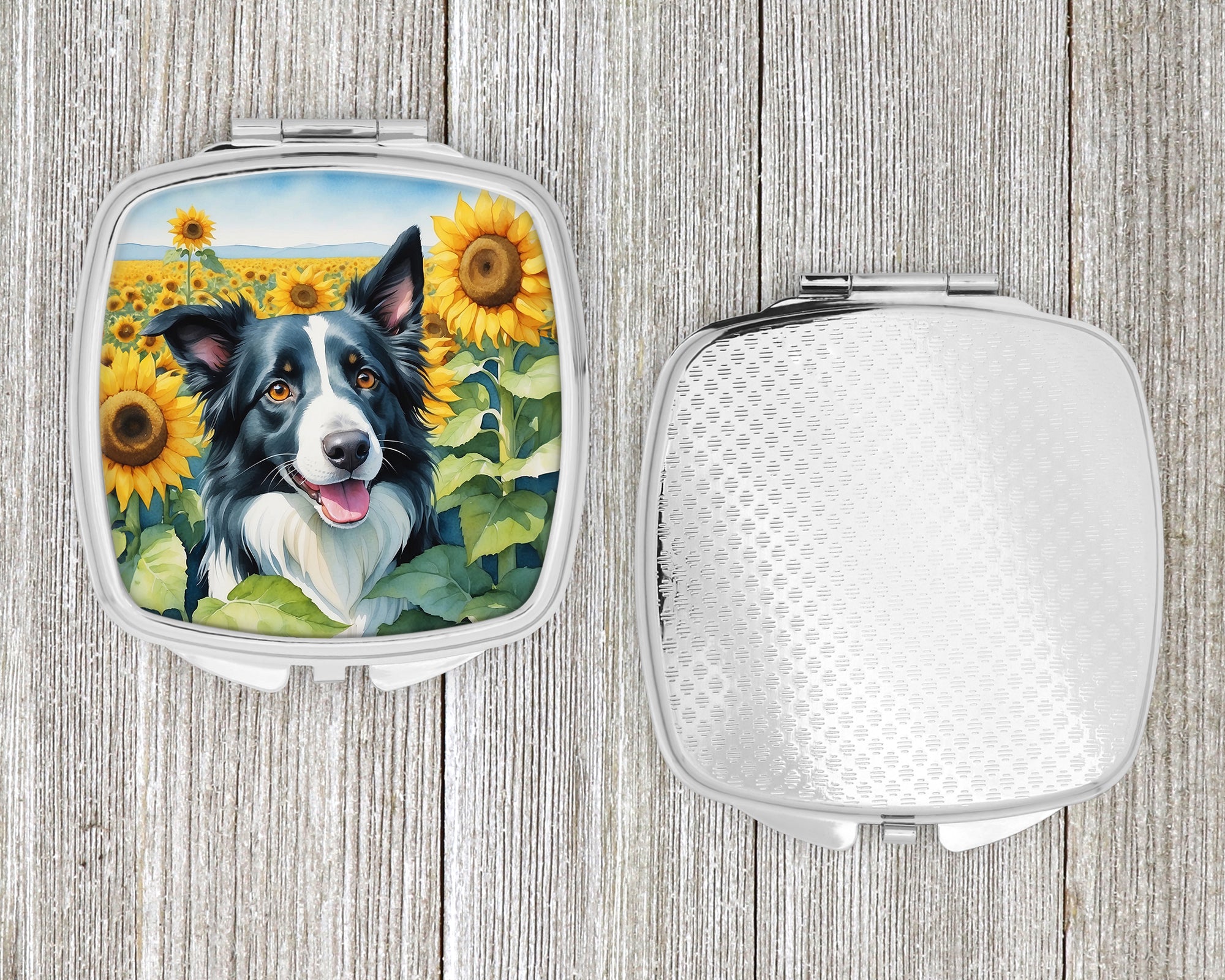 Border Collie in Sunflowers Compact Mirror