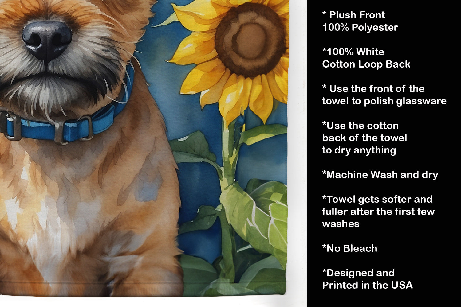 Border Terrier in Sunflowers Kitchen Towel