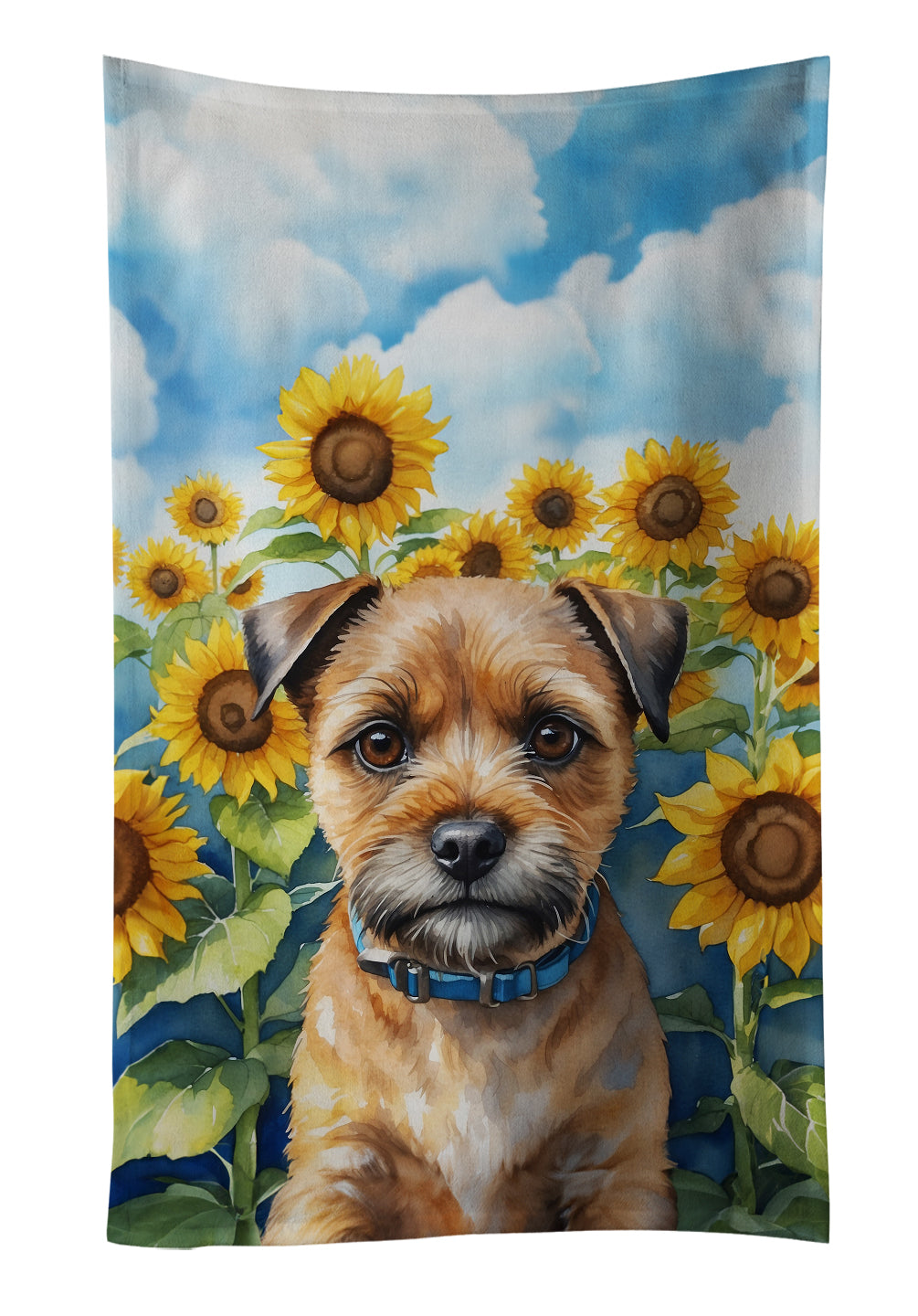 Buy this Border Terrier in Sunflowers Kitchen Towel