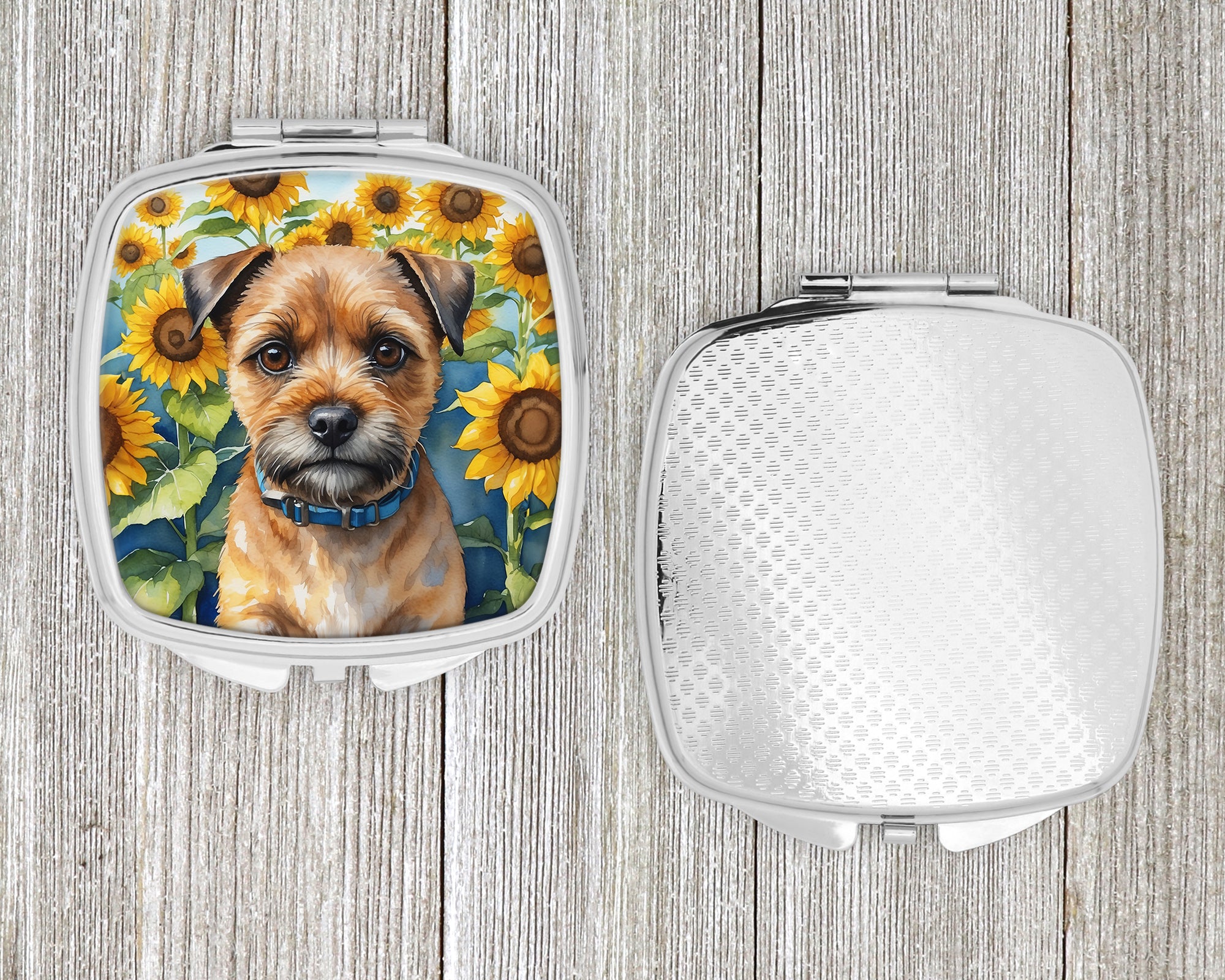 Border Terrier in Sunflowers Compact Mirror