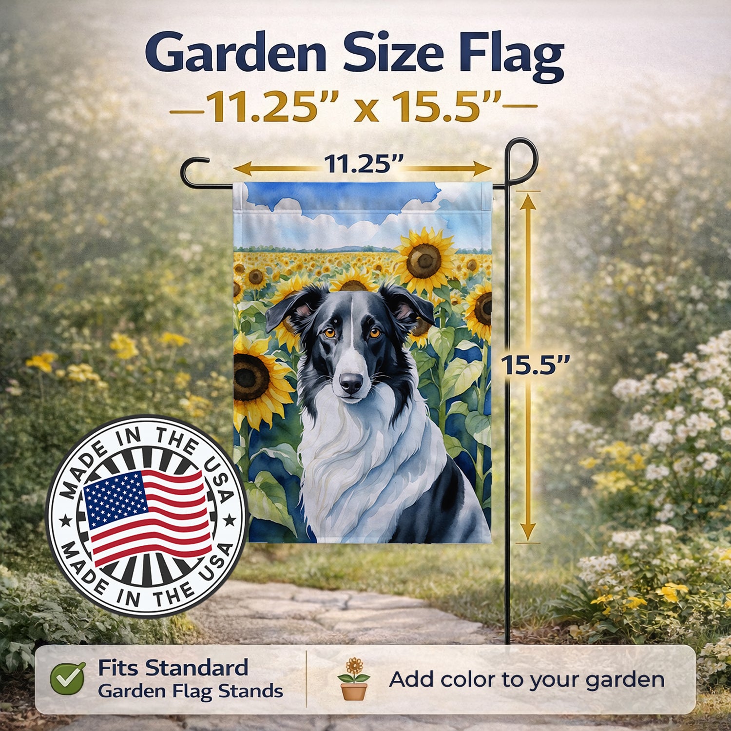 Caroline's Treasures Borzoi in Sunflowers Garden Flag Mailbox Decorative Yard Banner Outside Patio Artwork for Flower Beds, Garden Size, Multicolor