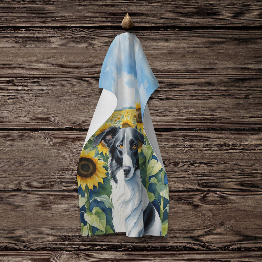 Borzoi in Sunflowers Kitchen Towel