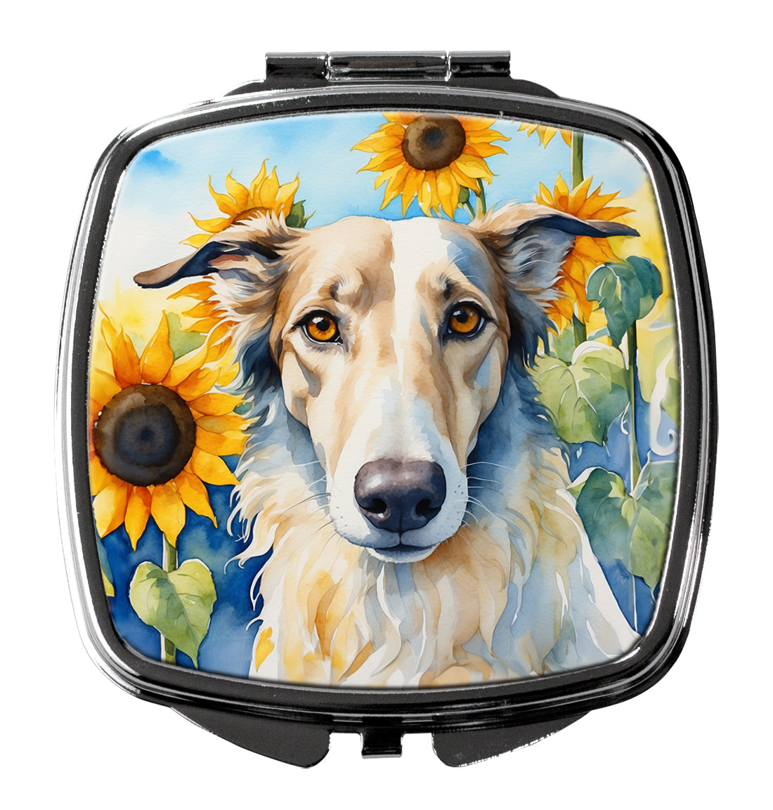 Buy this Borzoi in Sunflowers Compact Mirror