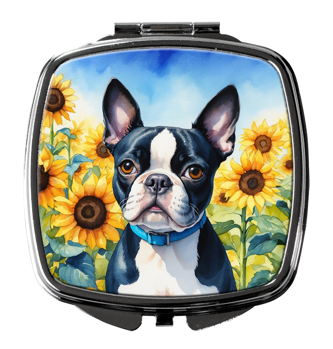 Buy this Boston Terrier in Sunflowers Compact Mirror