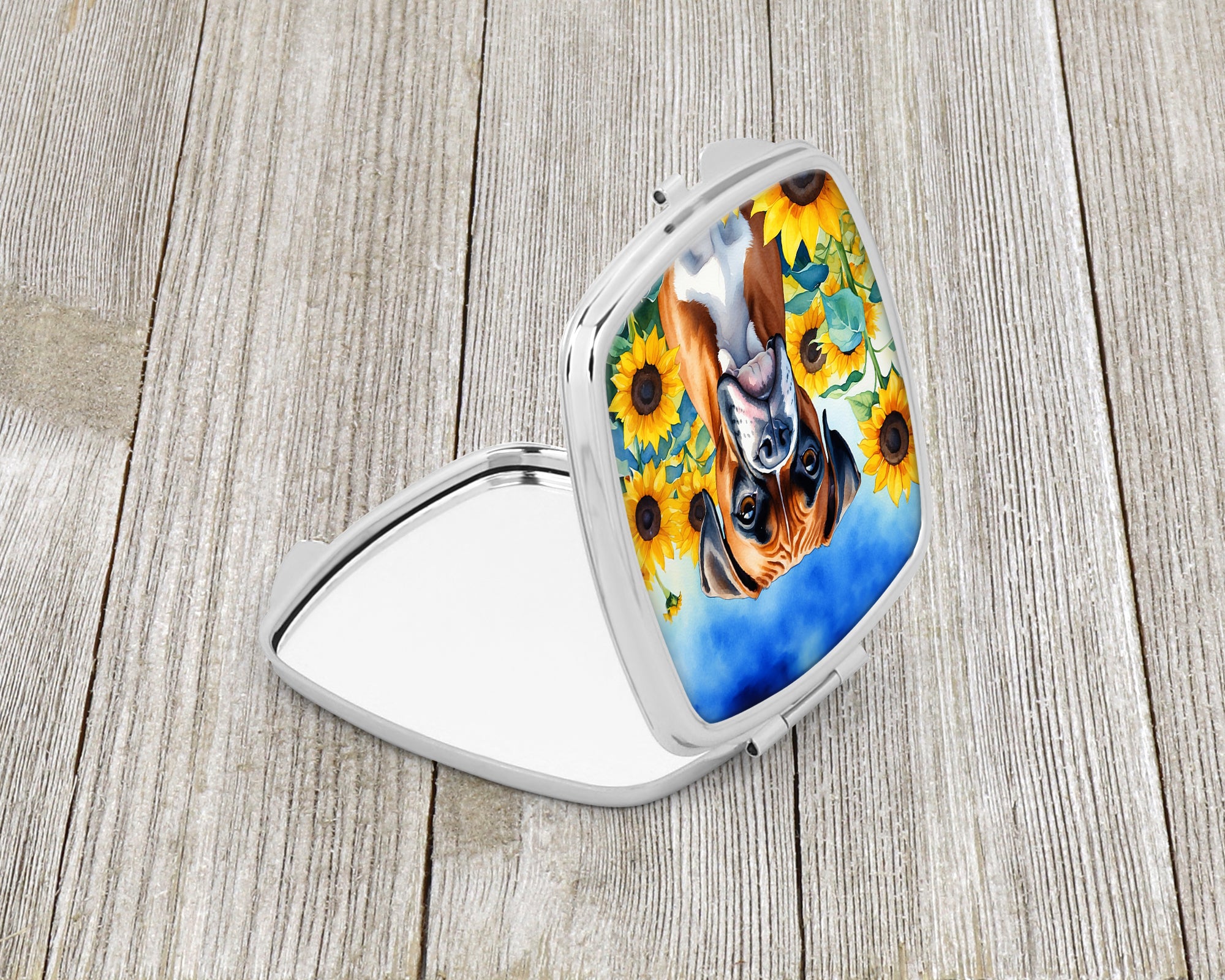 Boxer in Sunflowers Compact Mirror