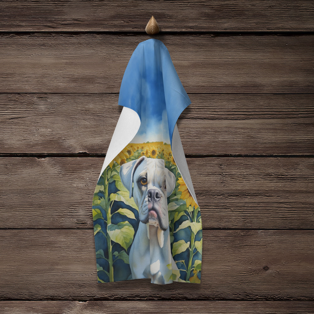 Boxer in Sunflowers Kitchen Towel