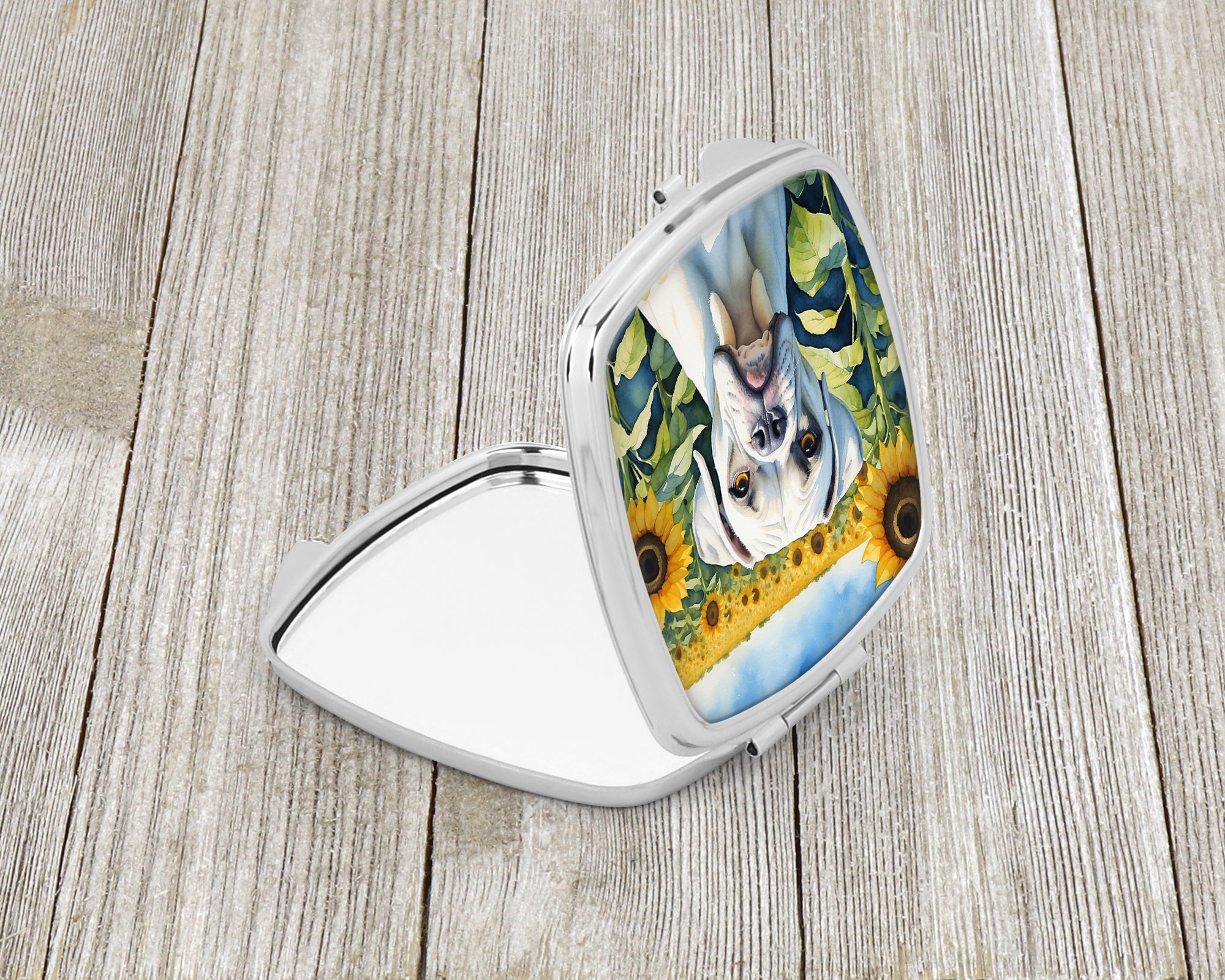 Boxer in Sunflowers Compact Mirror