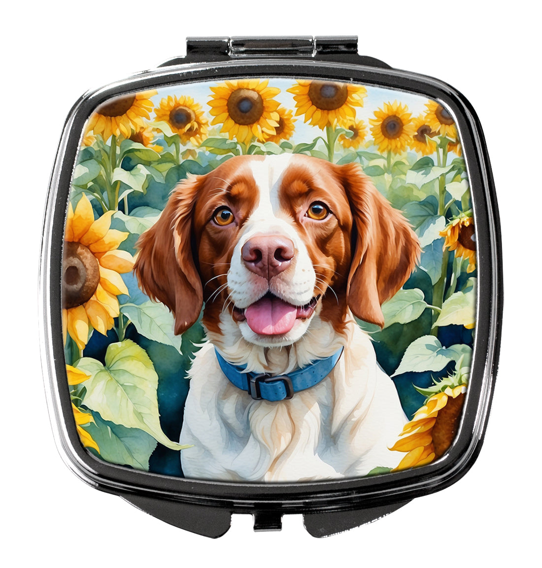 Buy this Brittany Spaniel in Sunflowers Compact Mirror