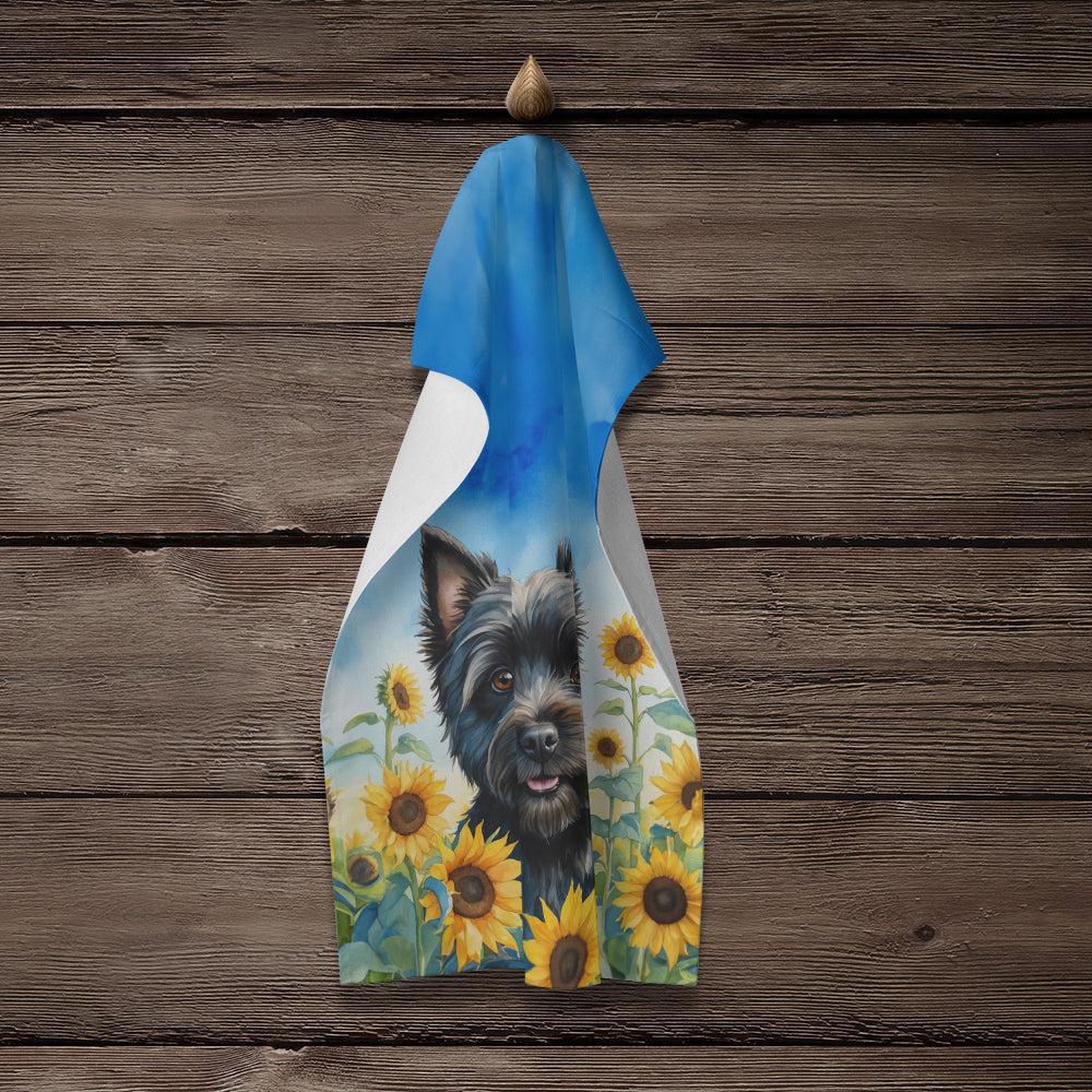 Cairn Terrier in Sunflowers Kitchen Towel