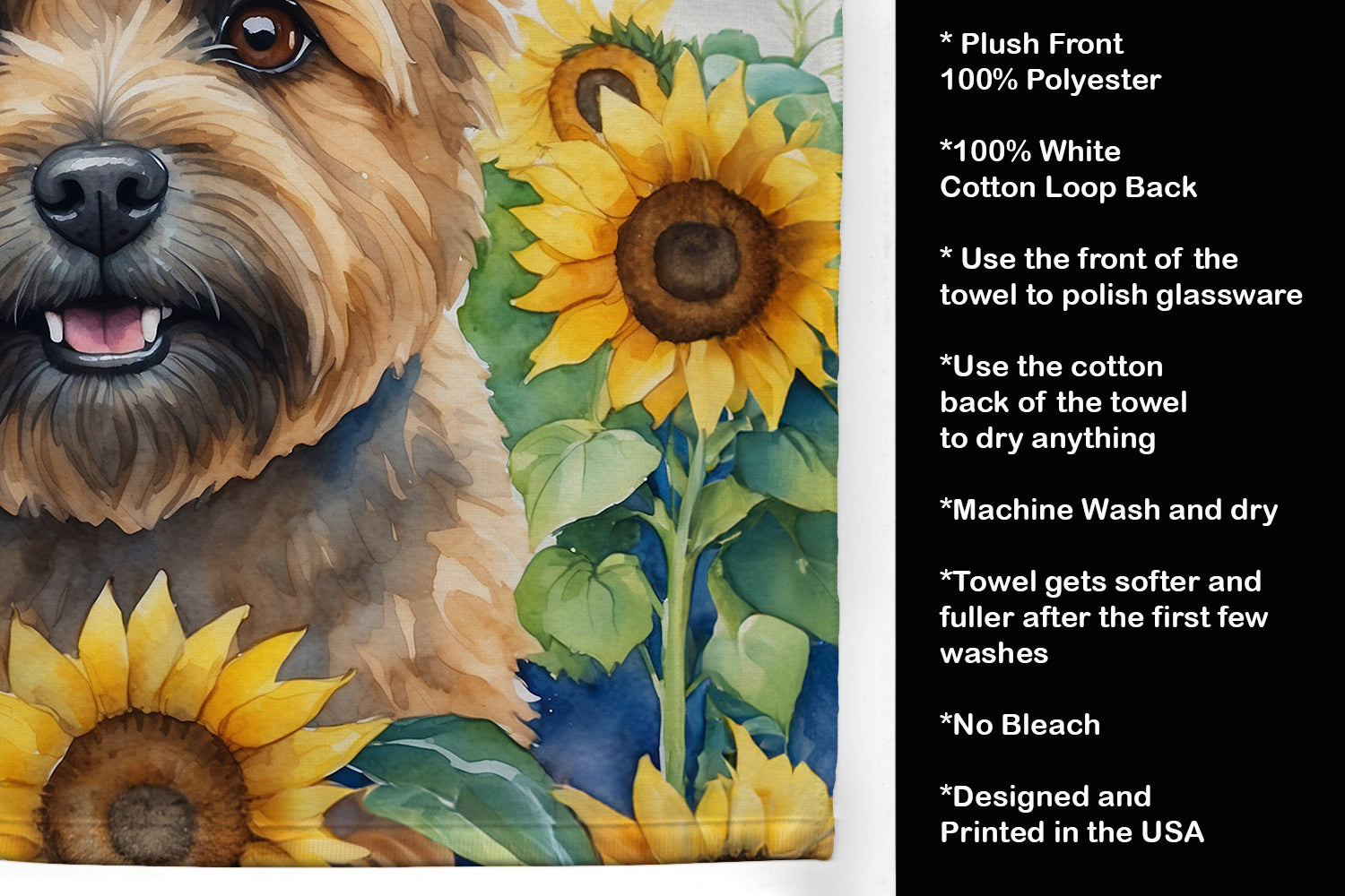 Cairn Terrier in Sunflowers Kitchen Towel