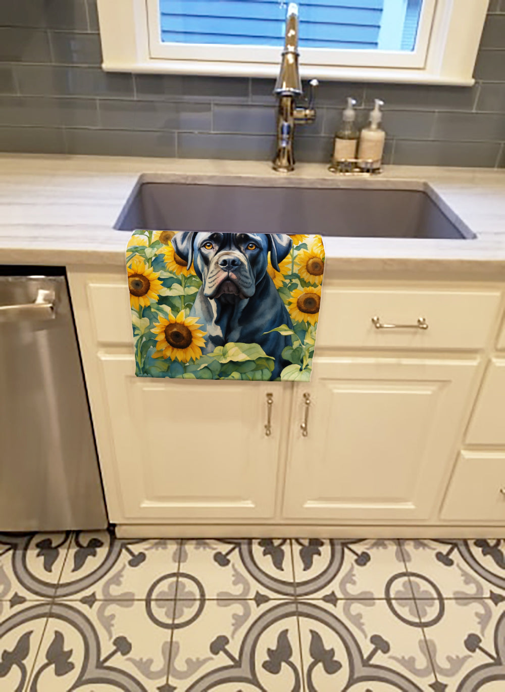 Buy this Cane Corso in Sunflowers Kitchen Towel