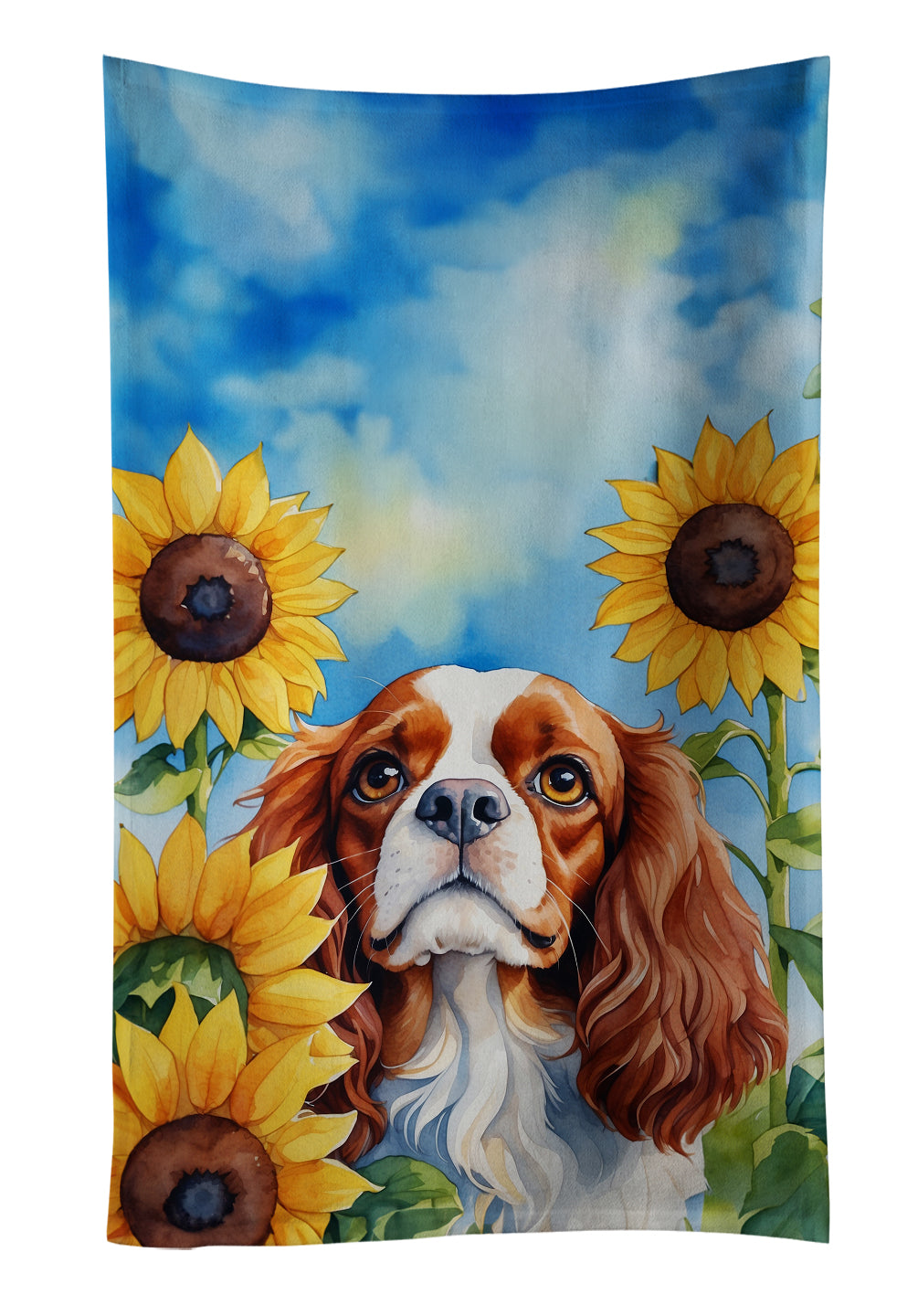 Buy this Cavalier Spaniel in Sunflowers Kitchen Towel
