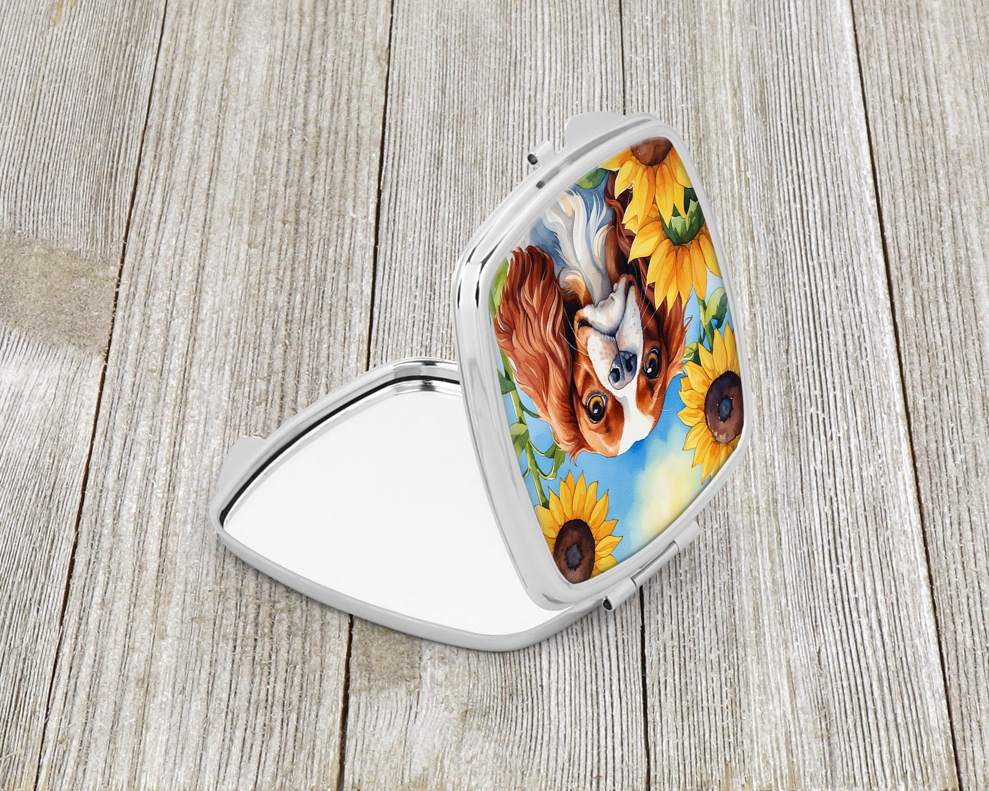 Cavalier Spaniel in Sunflowers Compact Mirror