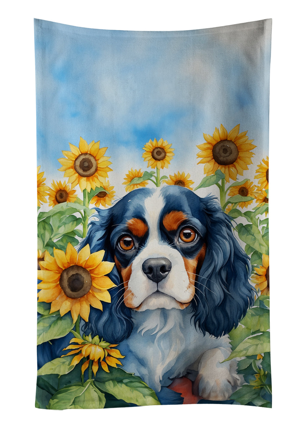Buy this Cavalier Spaniel in Sunflowers Kitchen Towel