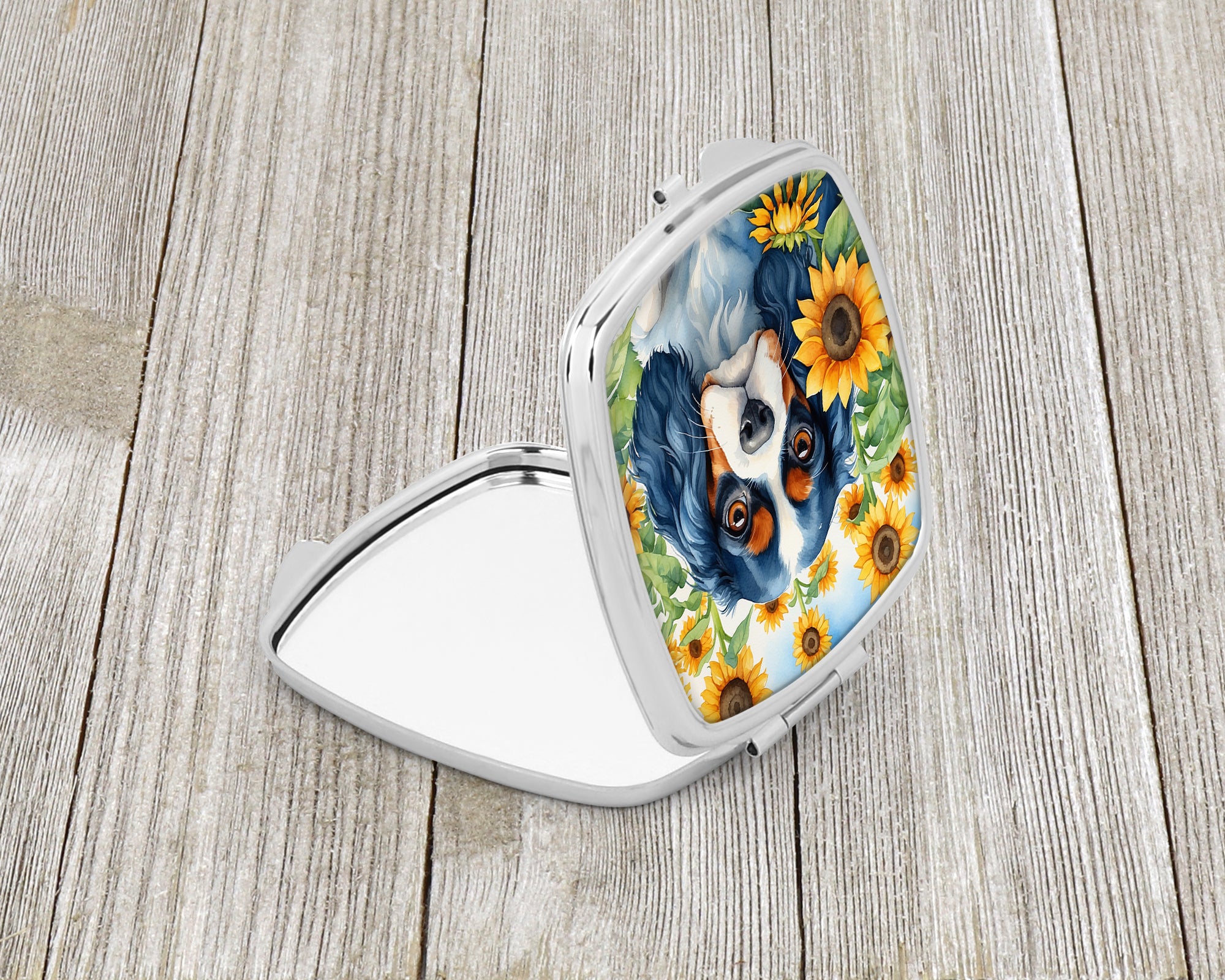 Buy this Cavalier Spaniel in Sunflowers Compact Mirror
