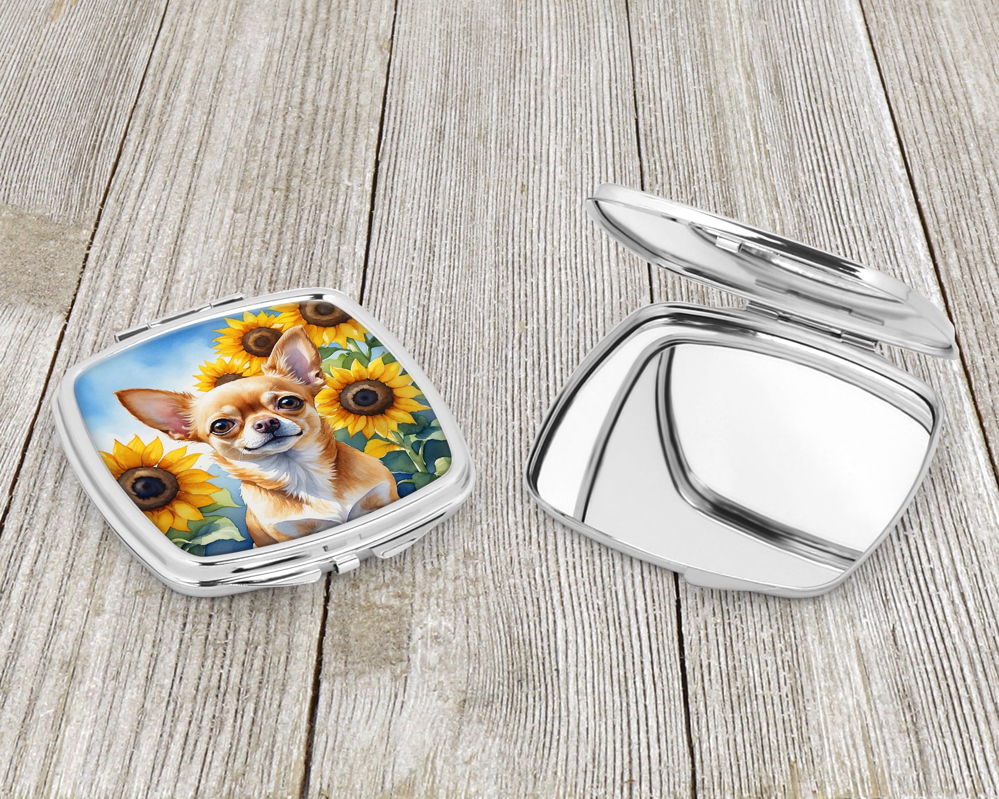 Chihuahua in Sunflowers Compact Mirror