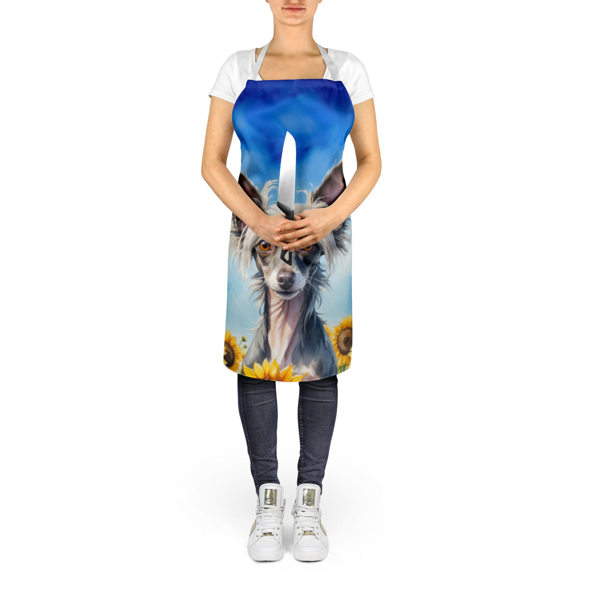 Chinese Crested in Sunflowers Apron