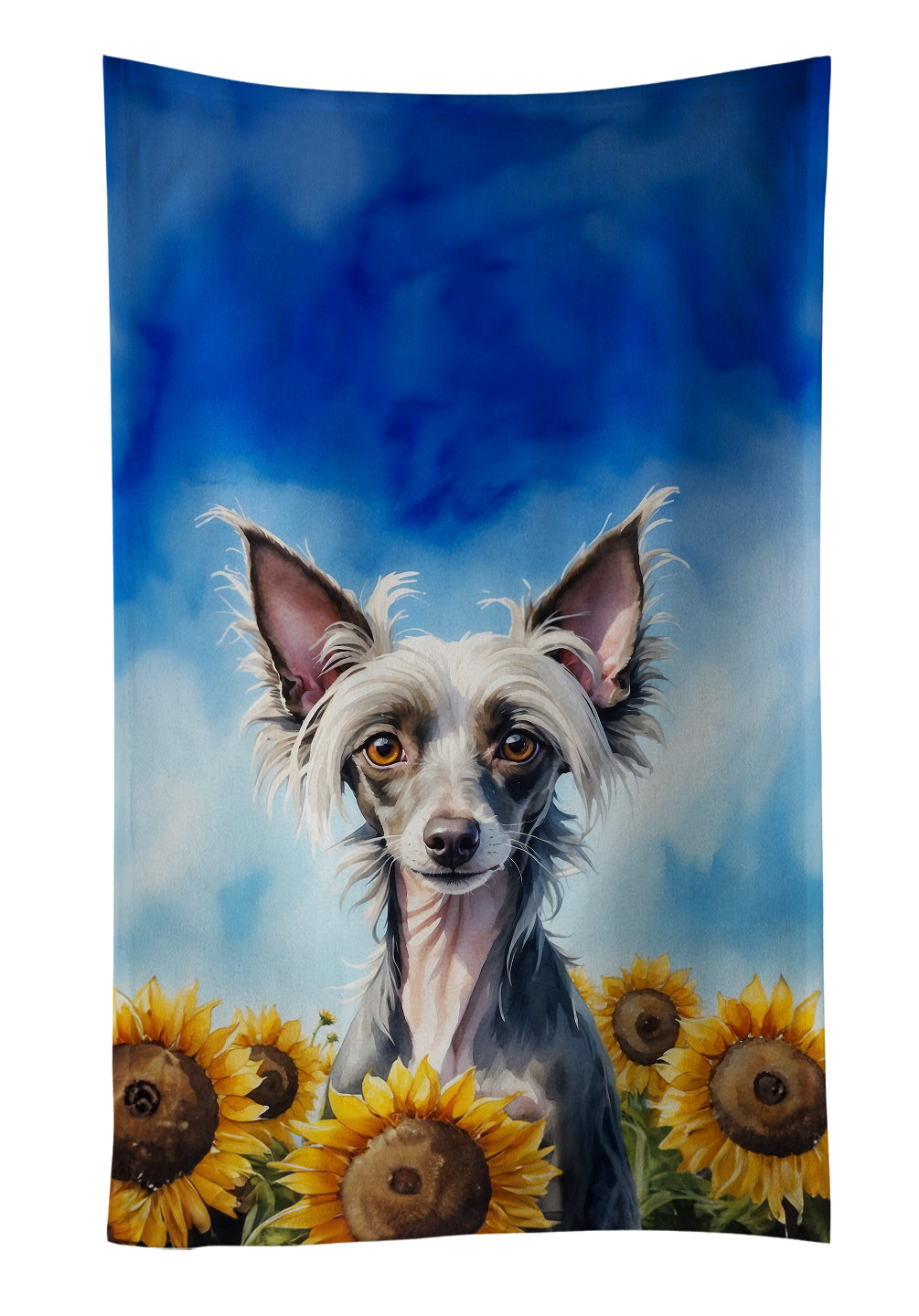 Buy this Chinese Crested in Sunflowers Kitchen Towel