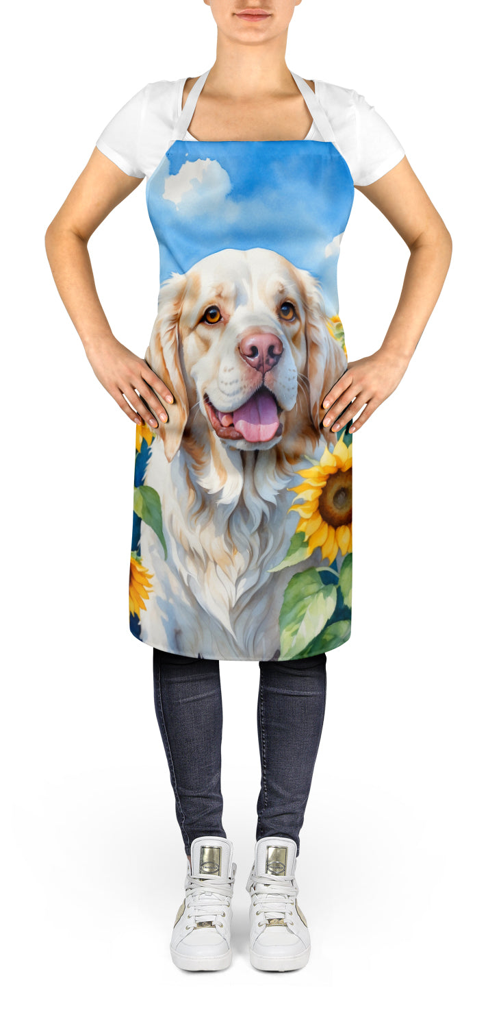 Caroline's Treasures Clumber Spaniel in Sunflowers Apron – Artist-Designed Kitchen, BBQ & Craft Apron