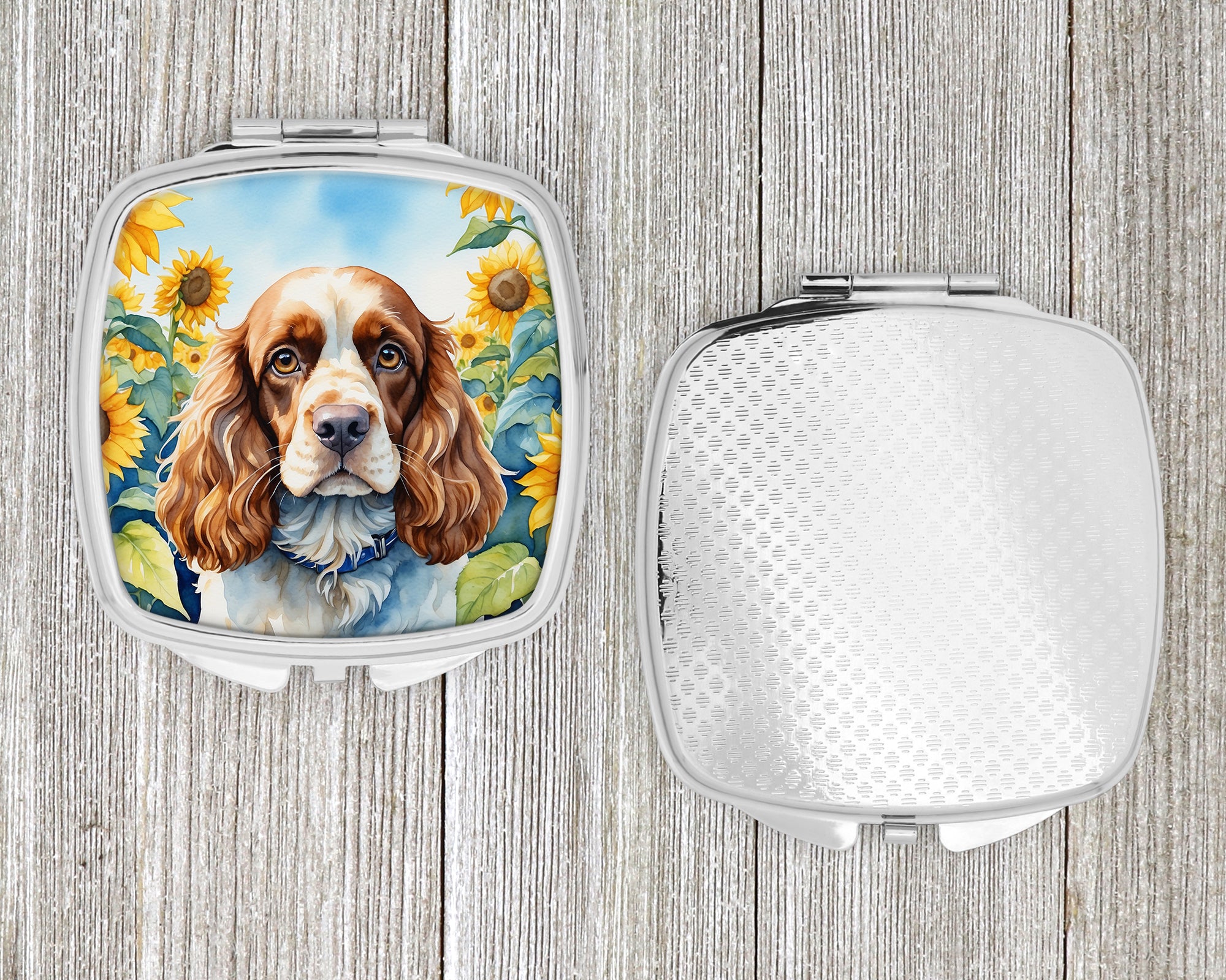 Cocker Spaniel in Sunflowers Compact Mirror