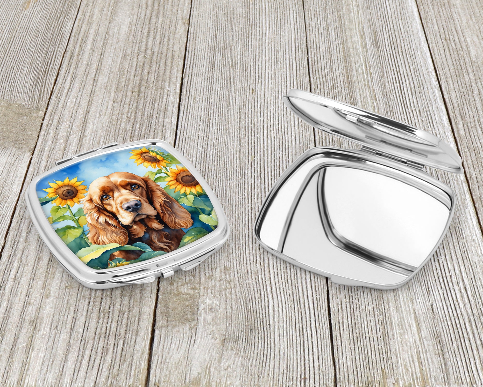 Cocker Spaniel in Sunflowers Compact Mirror