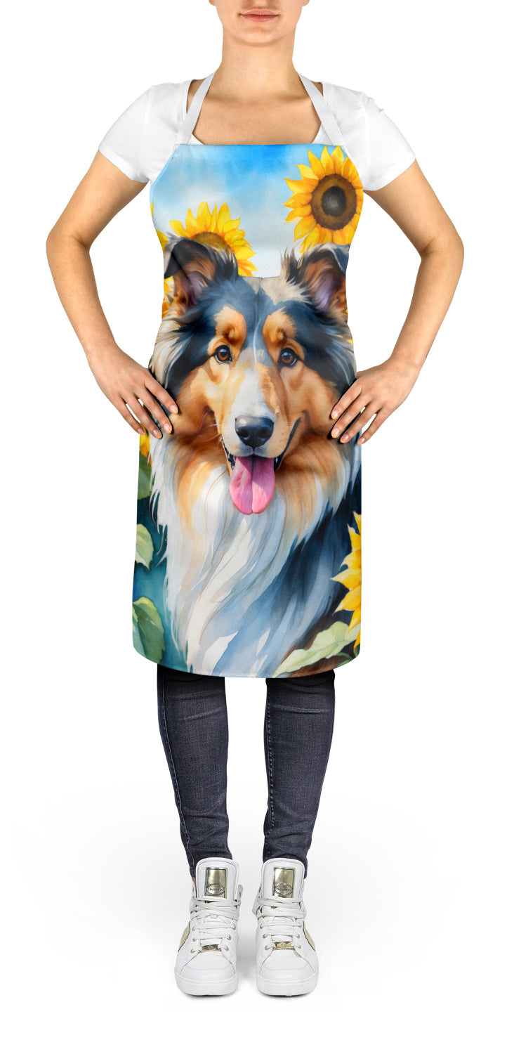 Collie in Sunflowers Apron