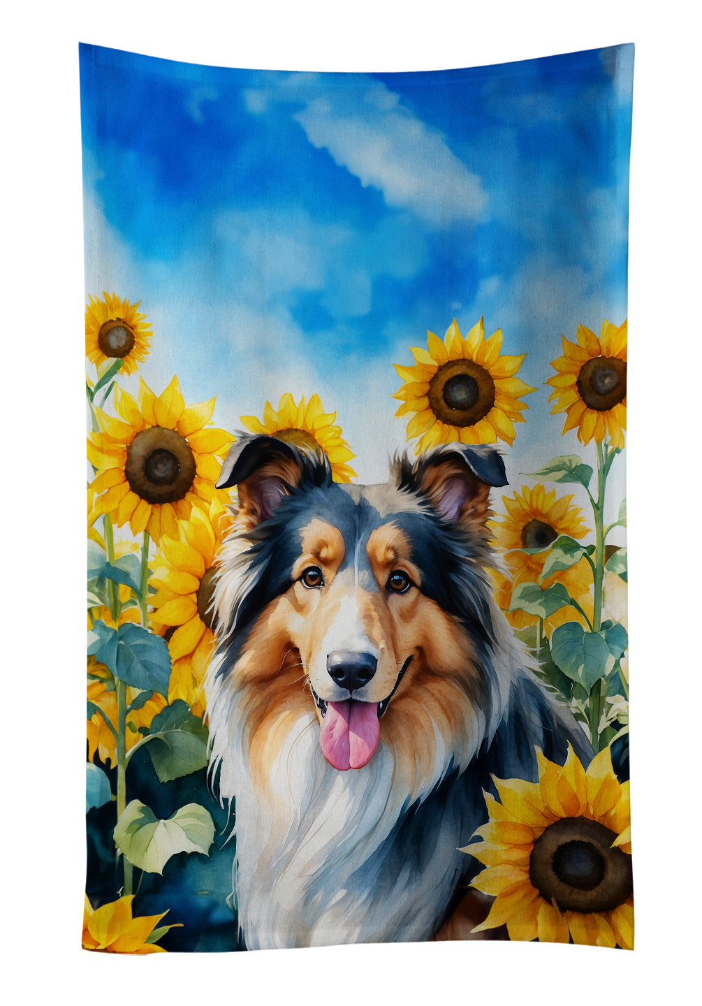Buy this Collie in Sunflowers Kitchen Towel